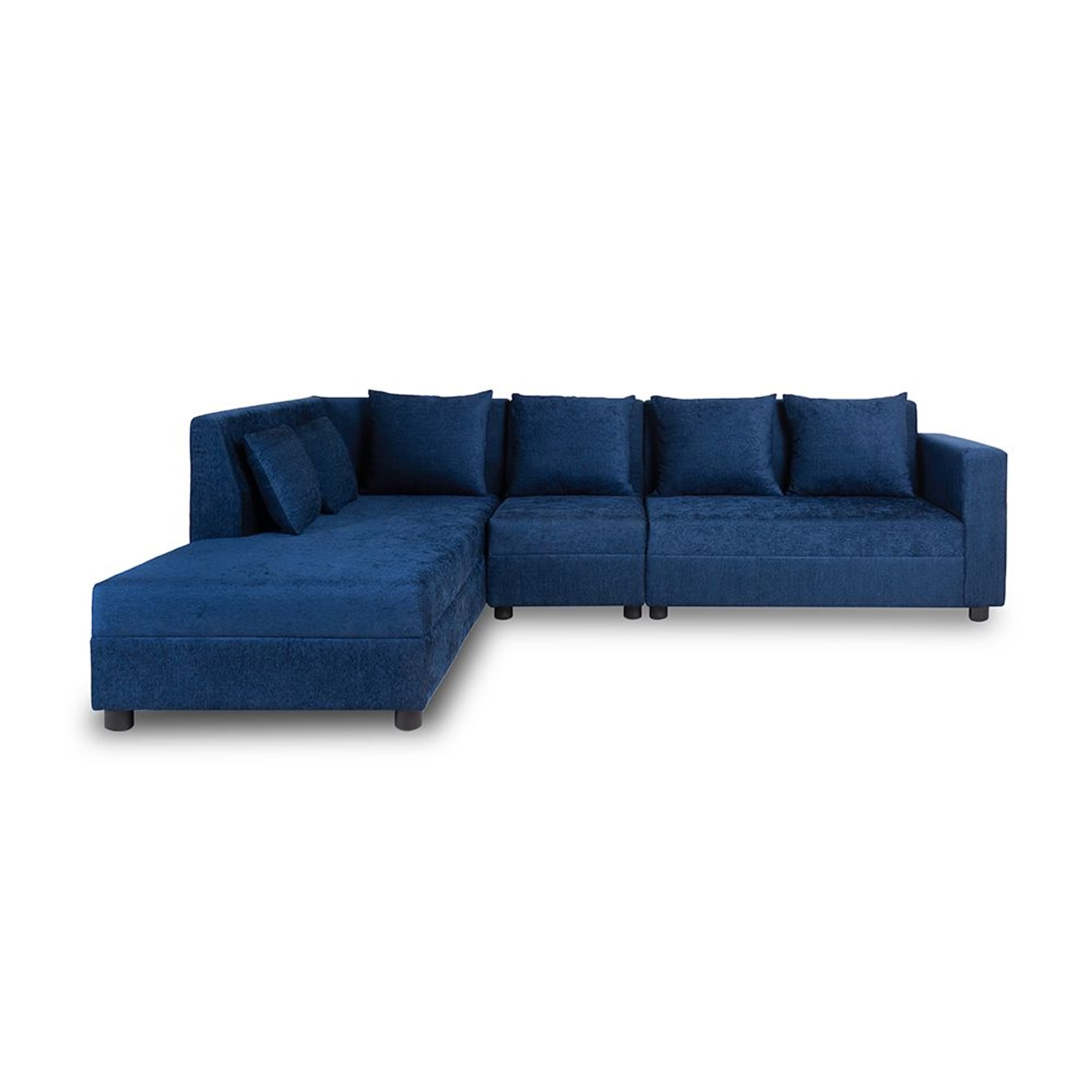 Wakefit Skiver L Shape 6 Seater Sofa Set (3 Seater + Left Aligned Chaise) Sectional, Set (3 Seater + Left Aligned Chaise), Dark Blue