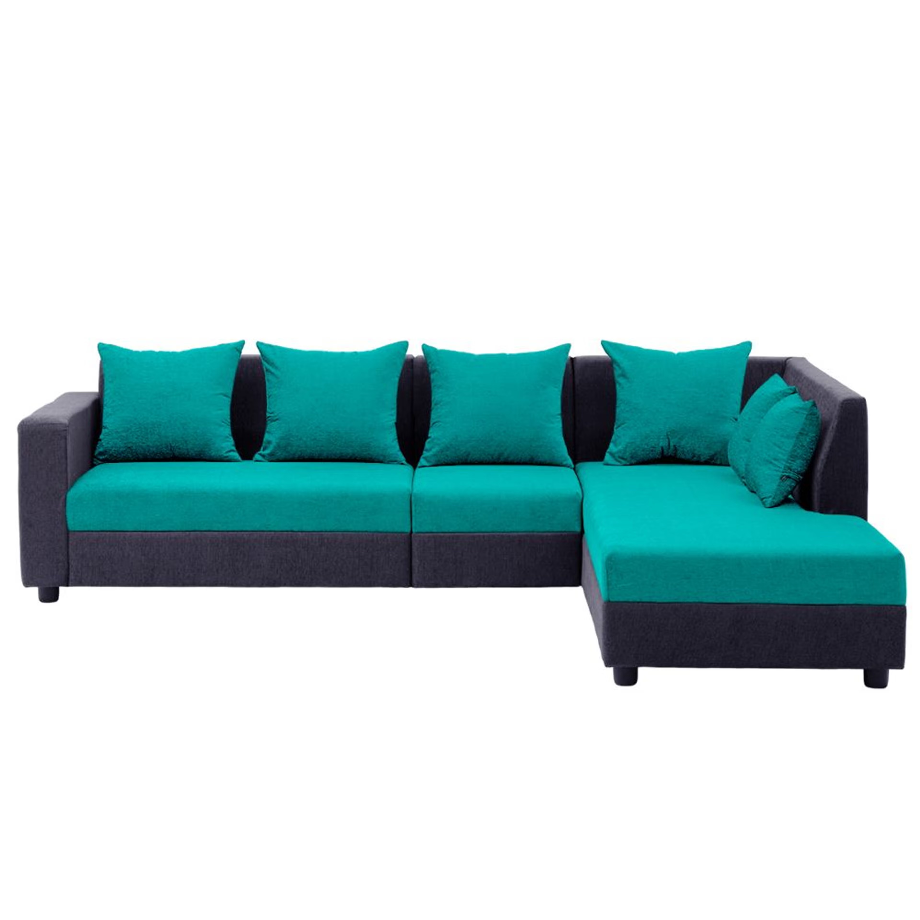 Home 43 Wakefit Skiver L Shape 6 Seater Sofa Set (3 Seater + Right Aligned Chaise) Sectional, Set (3 Seater + Right Aligned Chaise), Purple Grey & Sky Green