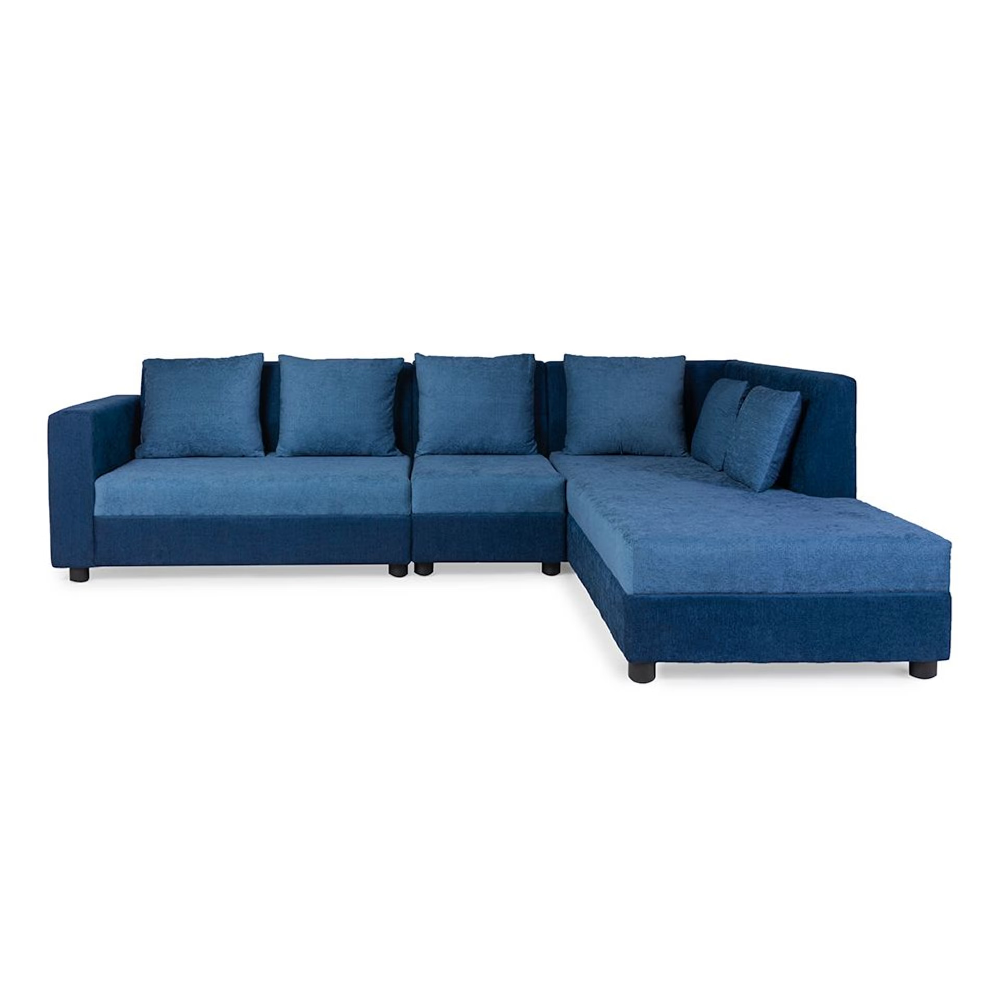 Wakefit Skiver L Shape 6 Seater Sofa Set (3 Seater + Right Aligned Chaise) Sectional, Set (3 Seater + Right Aligned Chaise), Dark blue & Midnight Blue