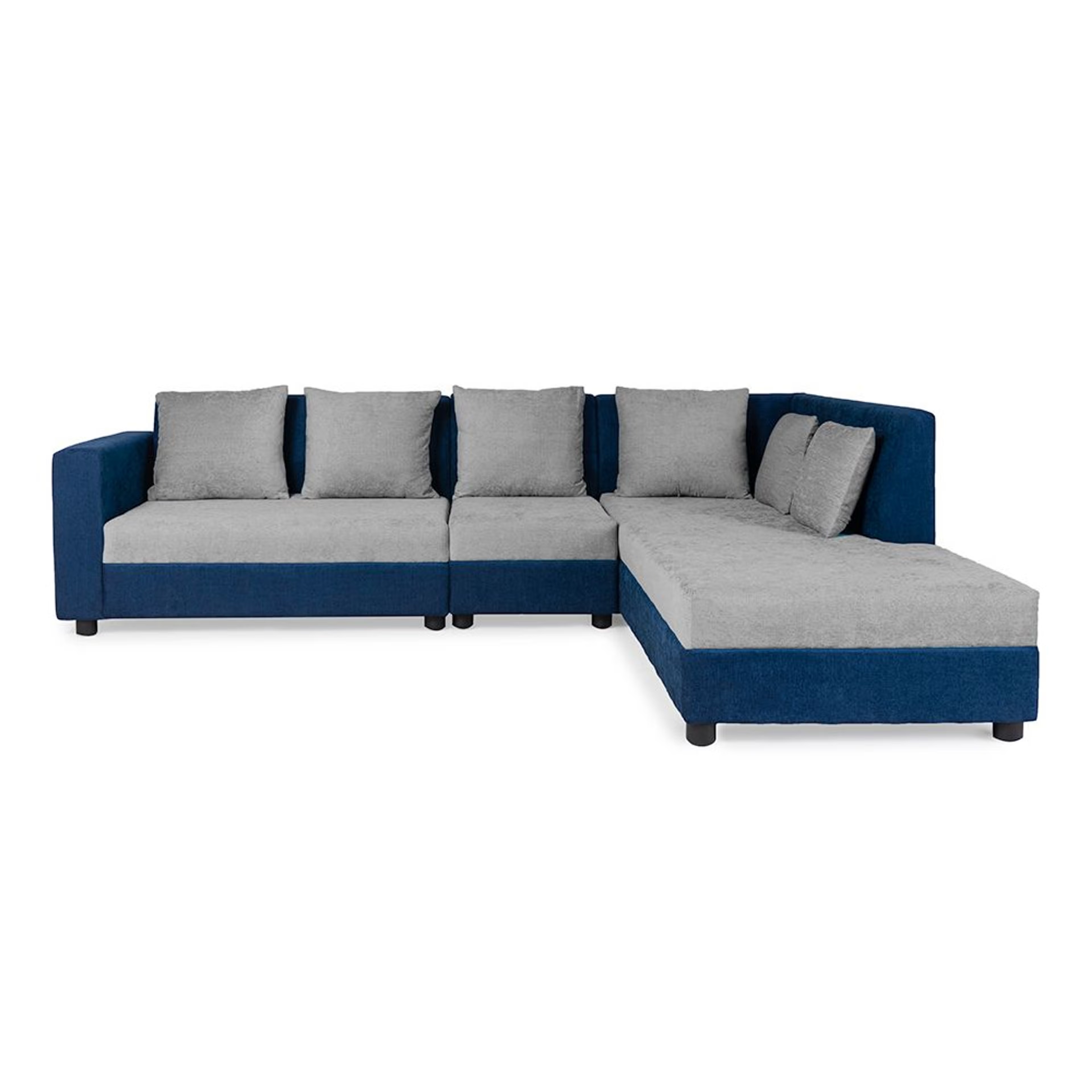 Wakefit Skiver L Shape 6 Seater Sofa Set (3 Seater + Right Aligned Chaise) Sectional, Set (3 Seater + Right Aligned Chaise), Dark Blue & Cloud Grey