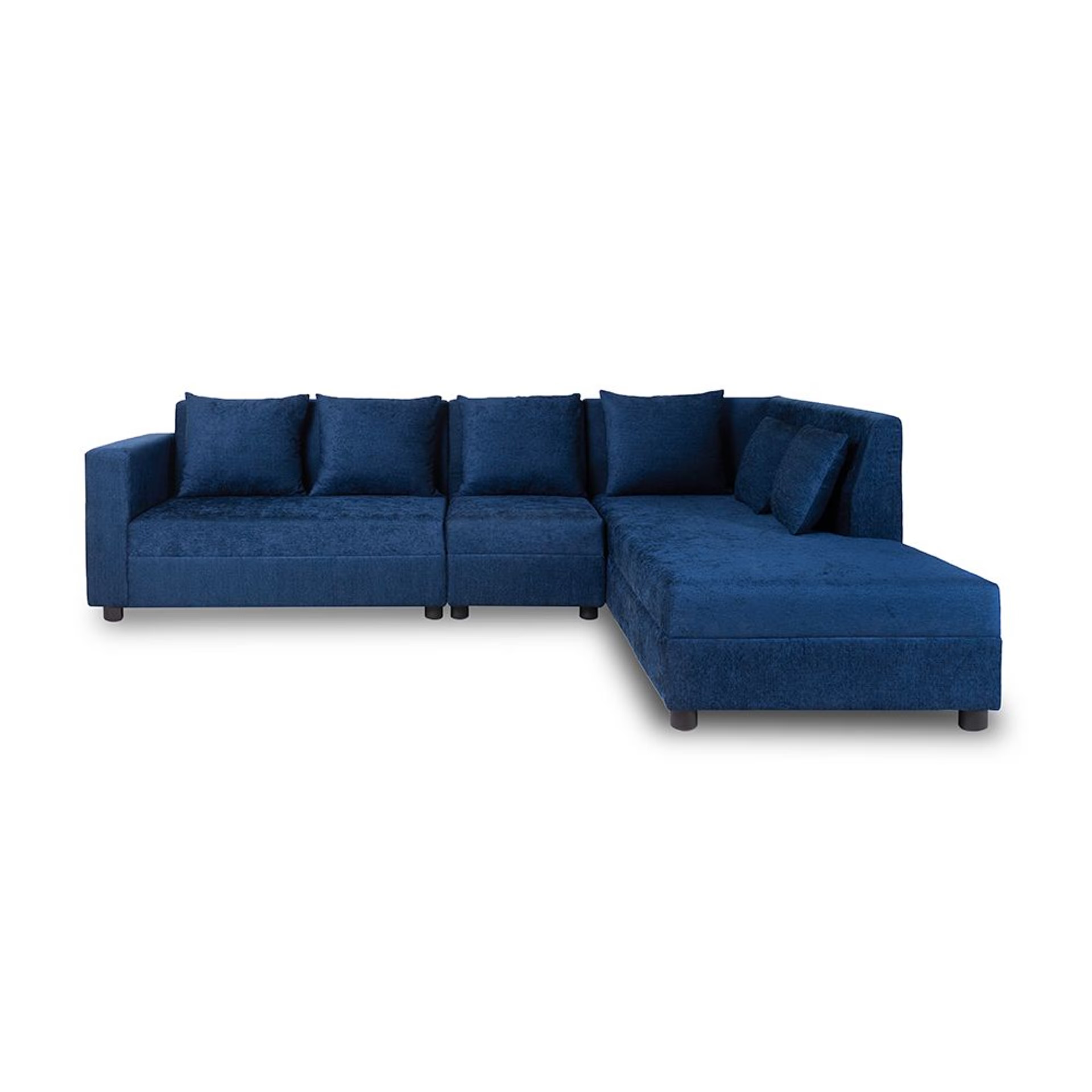 Wakefit Skiver L Shape 6 Seater Sofa Set (3 Seater + Right Aligned Chaise) Sectional, Set (3 Seater + Right Aligned Chaise), Dark Blue