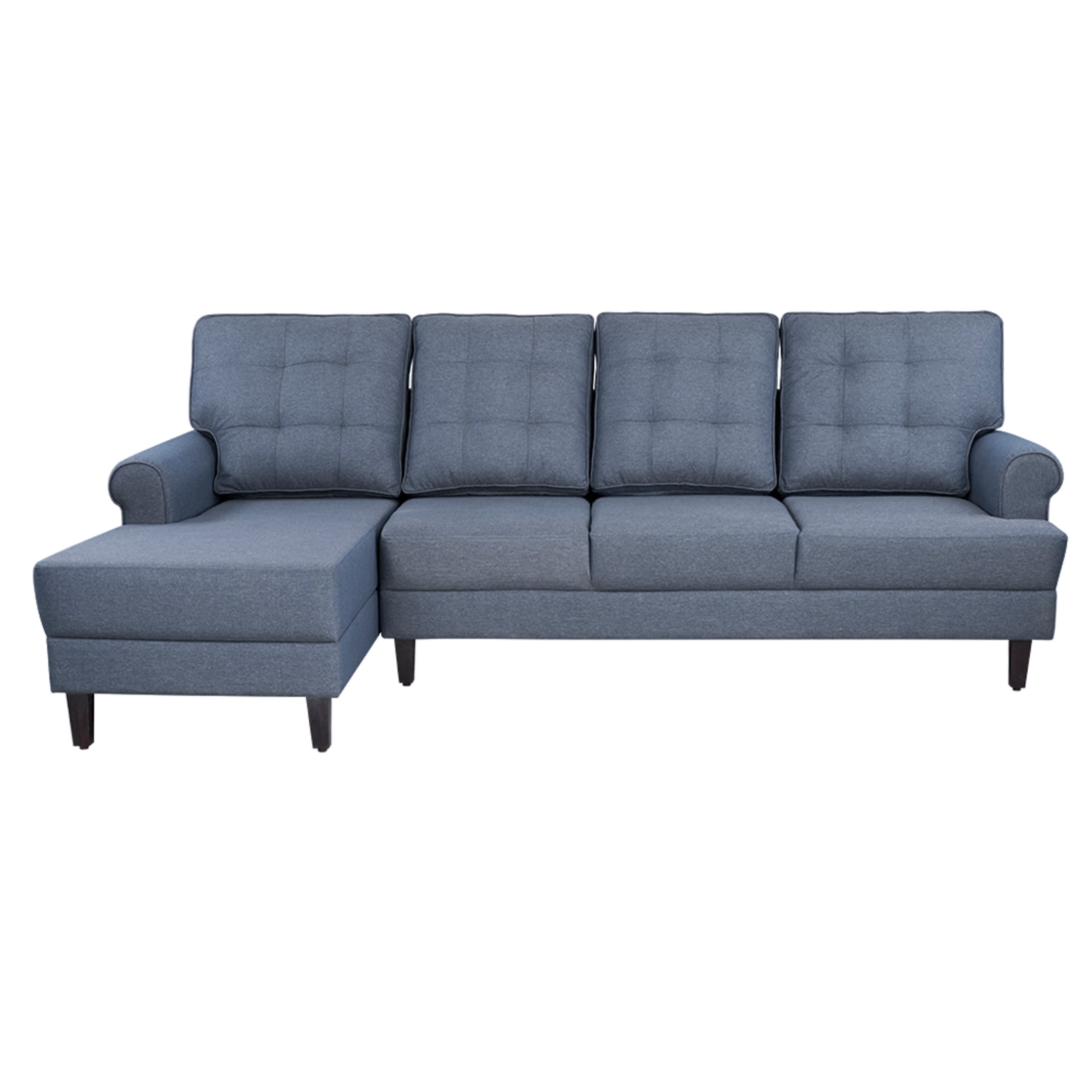 Wakefit Dreamer L - Shape Sofa Set (3 Seater + Left Aligned Chaise) - Omega Blue Sectional, 3 + Left Aligned Chaise, Omega Blue