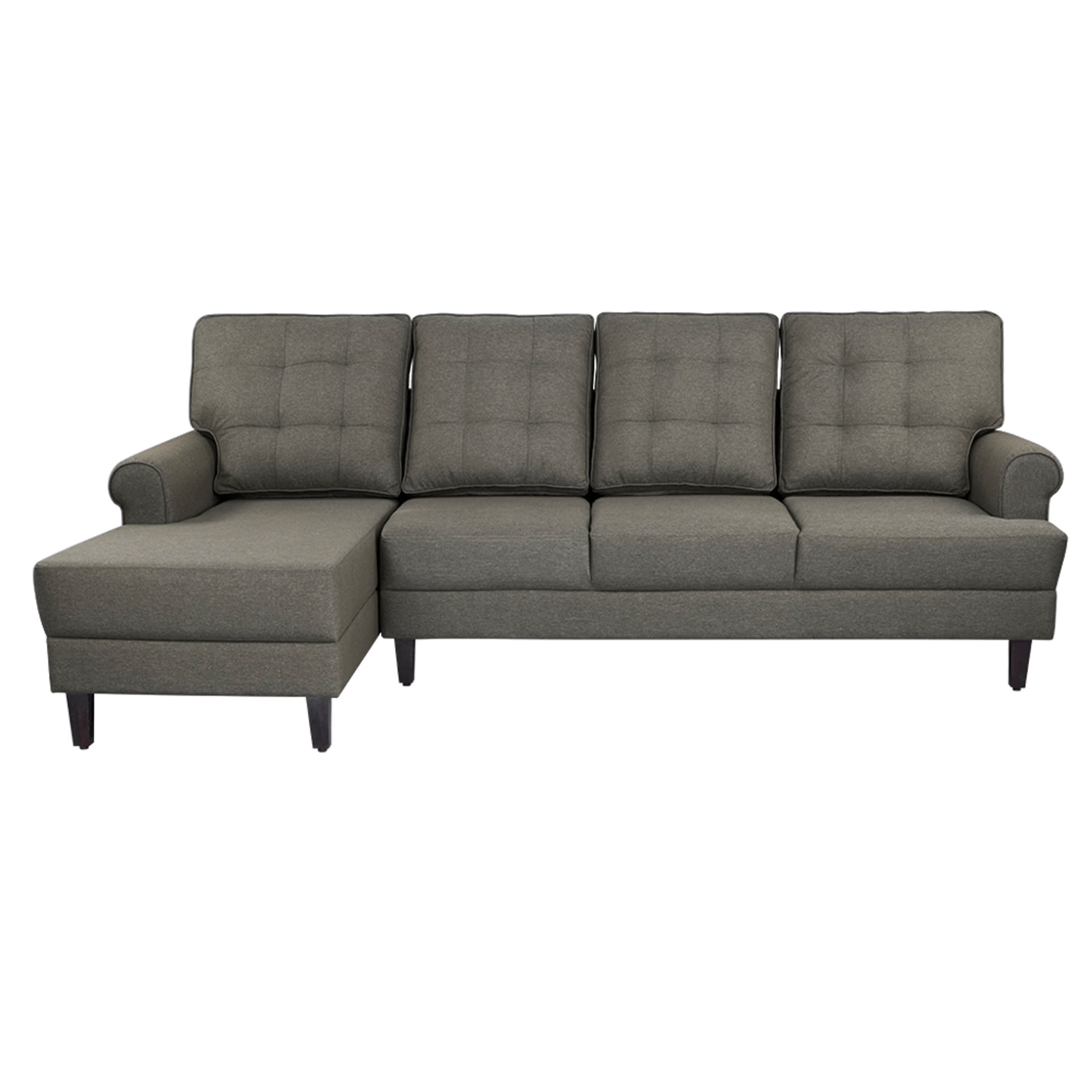 Wakefit Dreamer L - Shape Sofa Set (3 Seater + Left Aligned Chaise) - Omega Grey Sectional, 3 + Left Aligned Chaise, Omega Grey