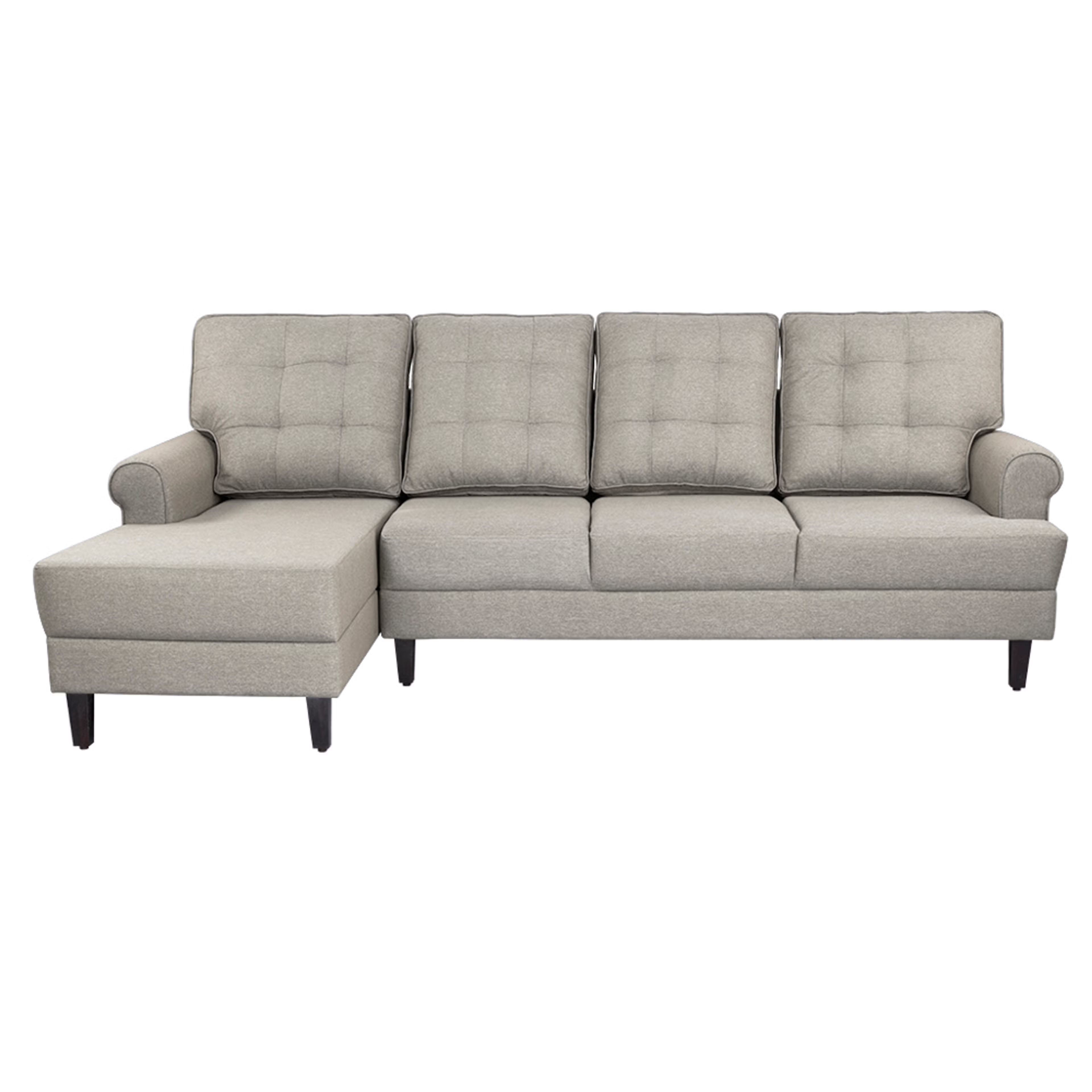 Wakefit Dreamer L - Shape Sofa Set (3 Seater + Left Aligned Chaise) - Omega Pearl Sectional, 3 + Left Aligned Chaise, Omega Pearl