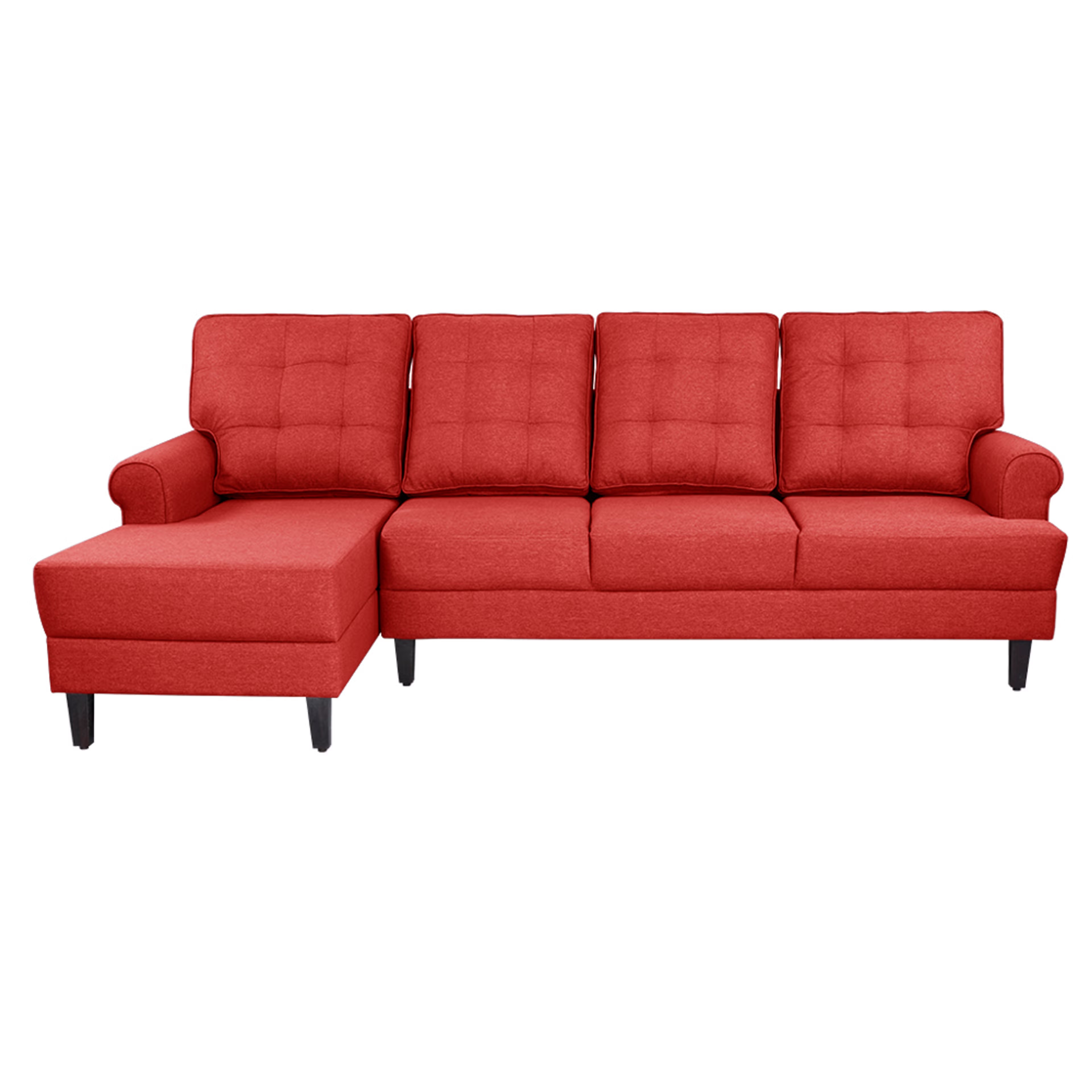 Home 42 Wakefit Dreamer L - Shape Sofa Set (3 Seater + Left Aligned Chaise) - Omega Red Sectional, 3 + Left Aligned Chaise, Omega Red