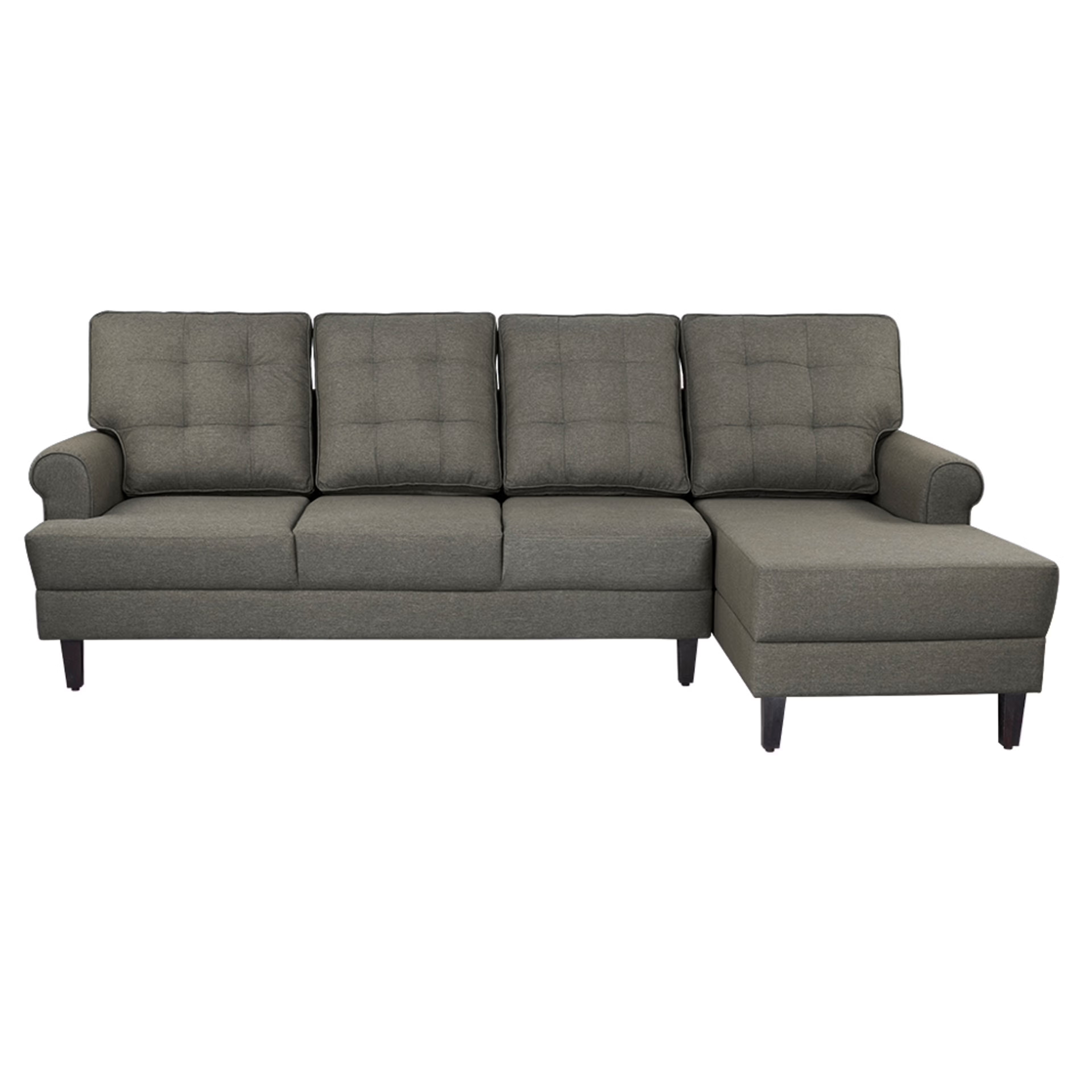 Wakefit Dreamer L - Shape Sofa Set (3 Seater + Right Aligned Chaise) - Omega Grey Sectional, 3 + Right Aligned Chaise, Omega Grey
