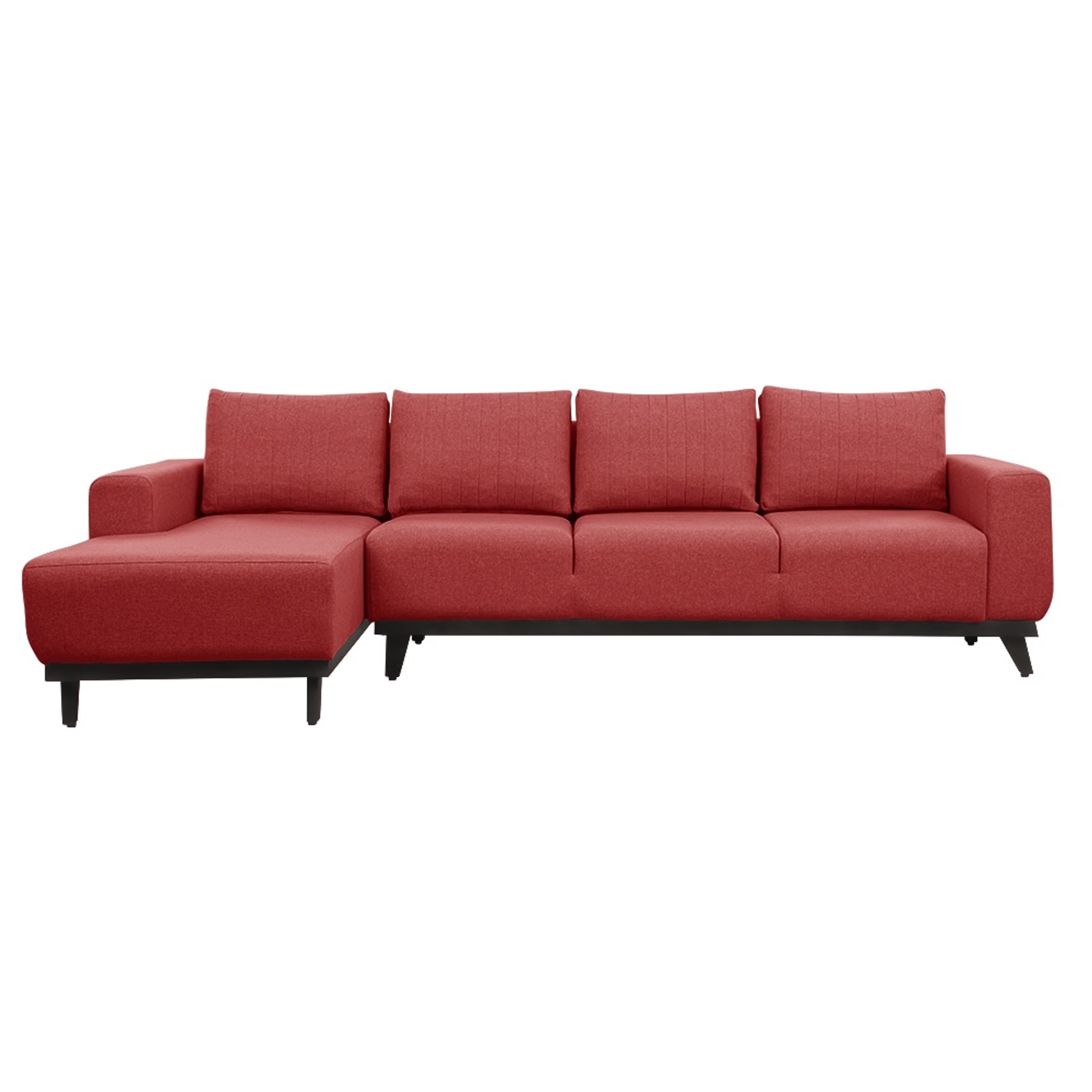 Wakefit Barcelona L Shape Sofa Set (3 Seater + Left Aligned Chaise) Sectional, Set (3 Seater + Left Aligned Chaise), Omega Red