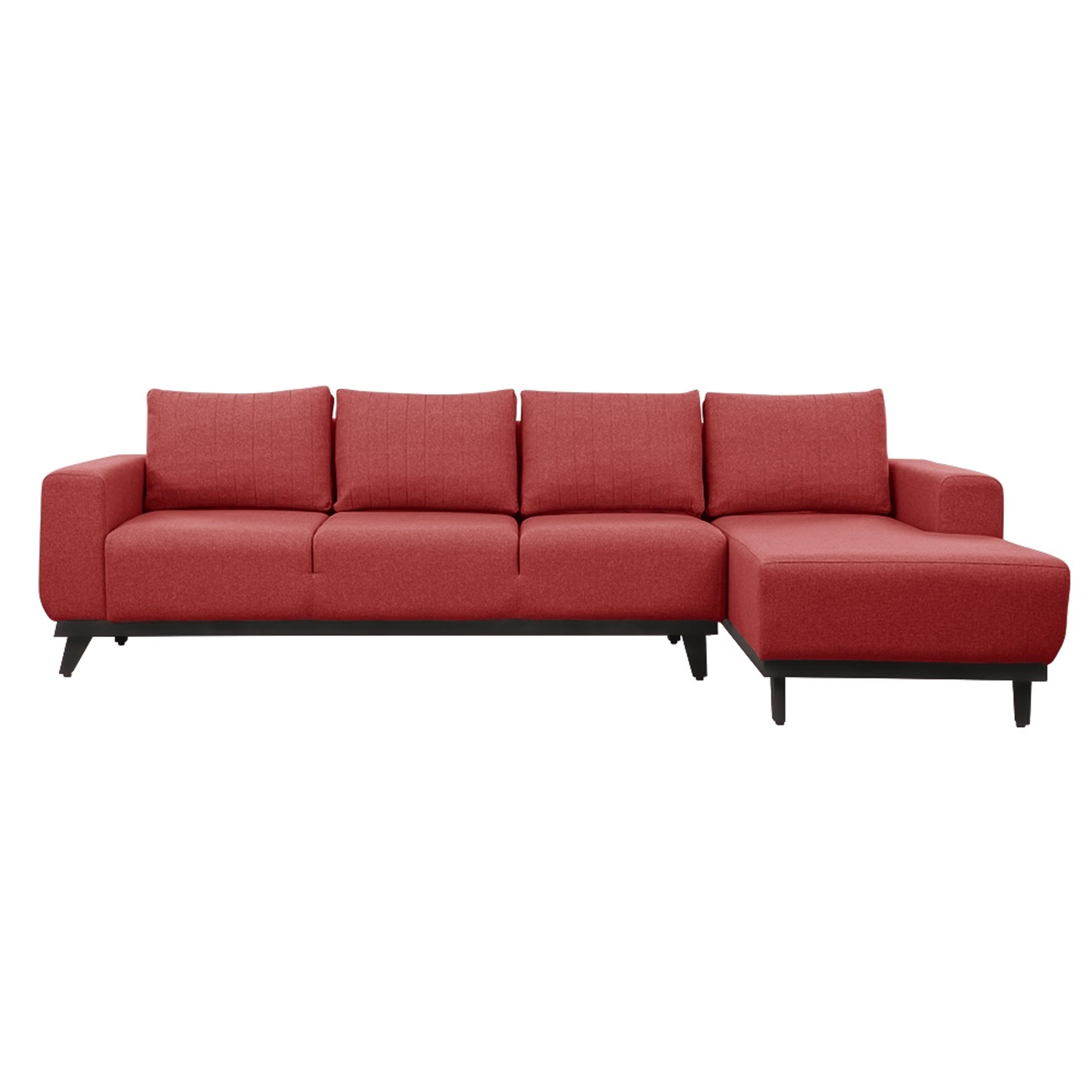 Home 43 Wakefit Barcelona L Shape Sofa Set (3 Seater + Right Aligned Chaise) Sectional, Set (3 Seater + Right Aligned Chaise), Omega Red