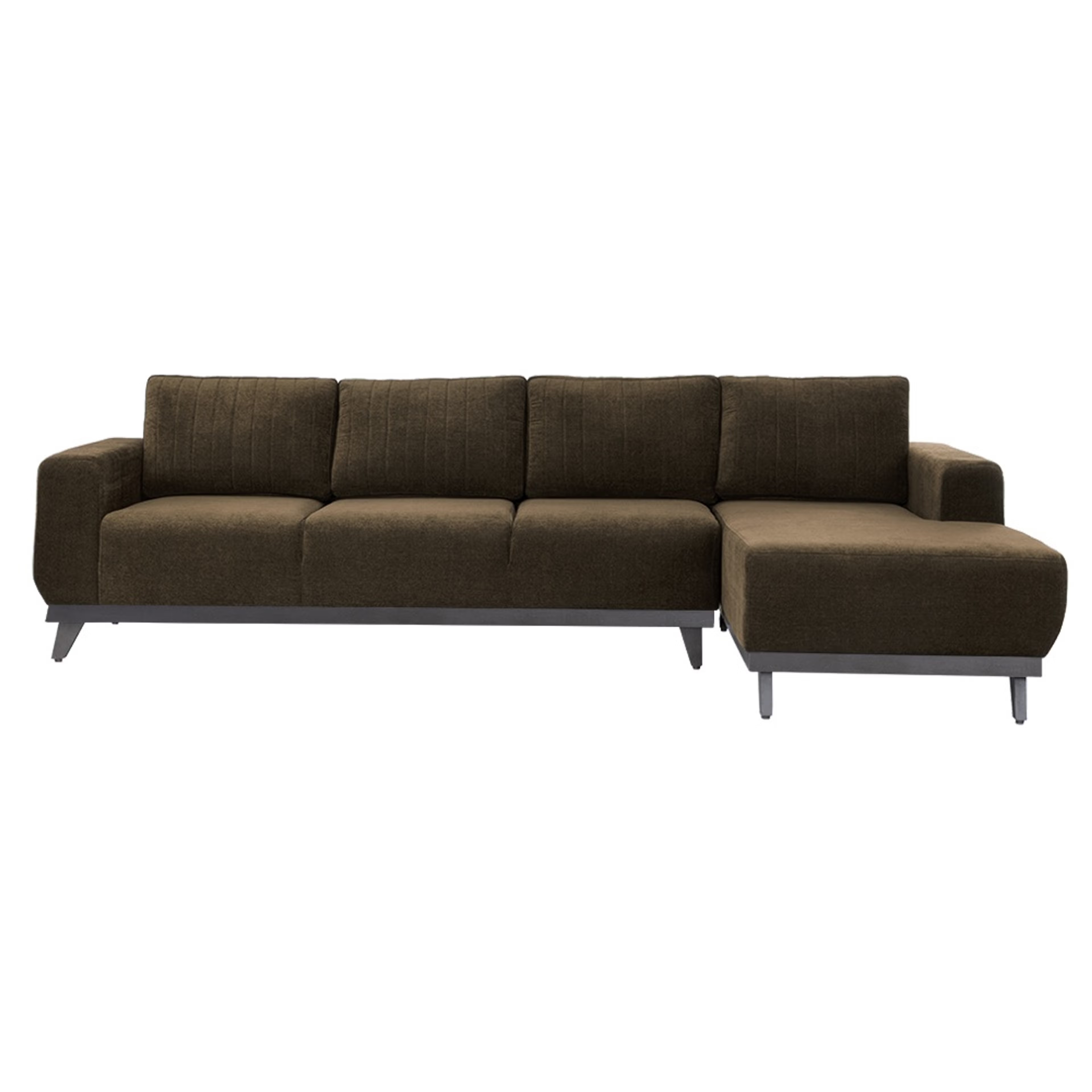 Wakefit Barcelona L Shape Sofa Set (3 Seater + Right Aligned Chaise) Sectional, Set (3 Seater + Right Aligned Chaise), Dark Earth