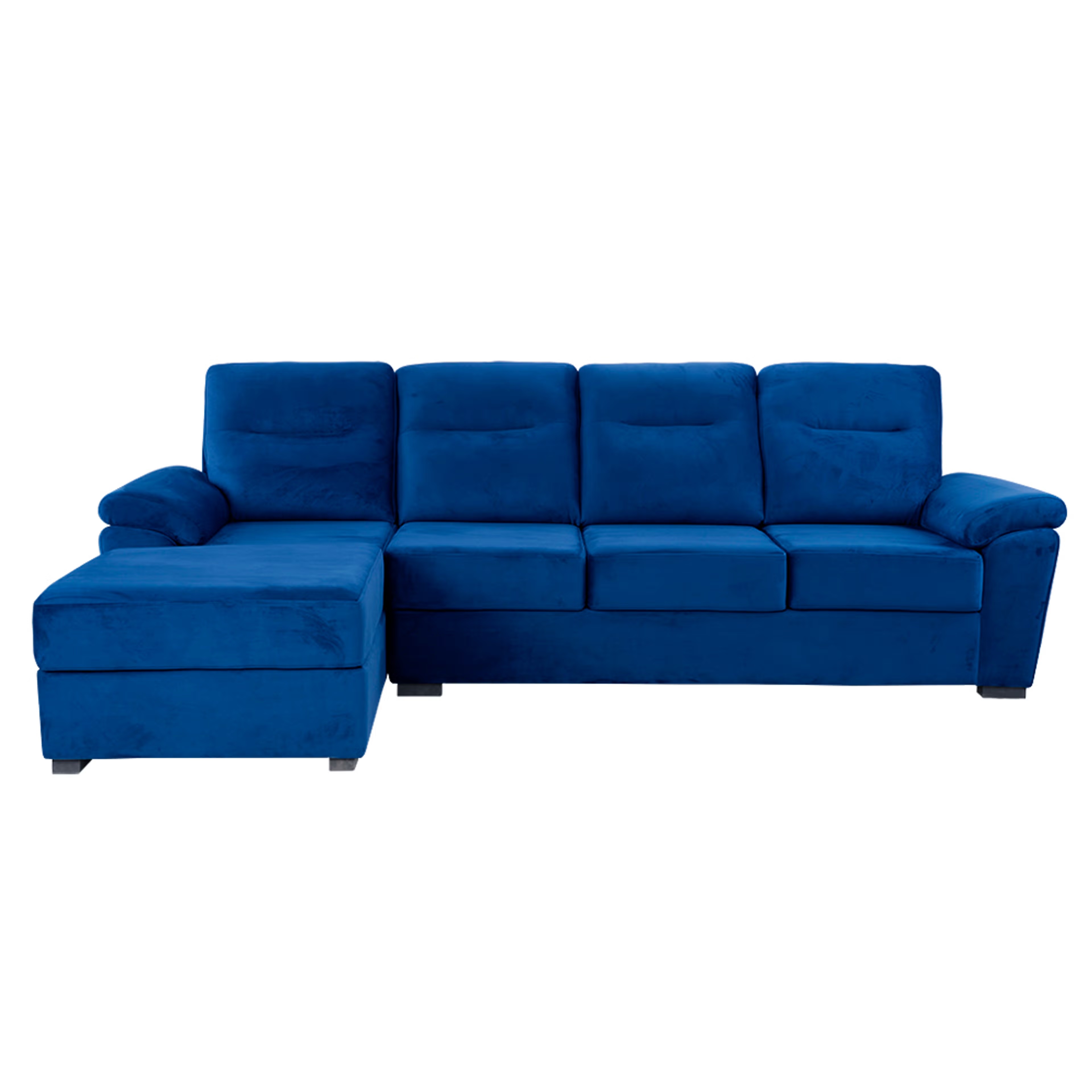 Wakefit Lounger L - Shape Sofa Set (3 Seater + Left Aligned Chaise) - Velvet Blue Sectional, Set (3 Seater + Left Aligned Chaise), Velvet Blue