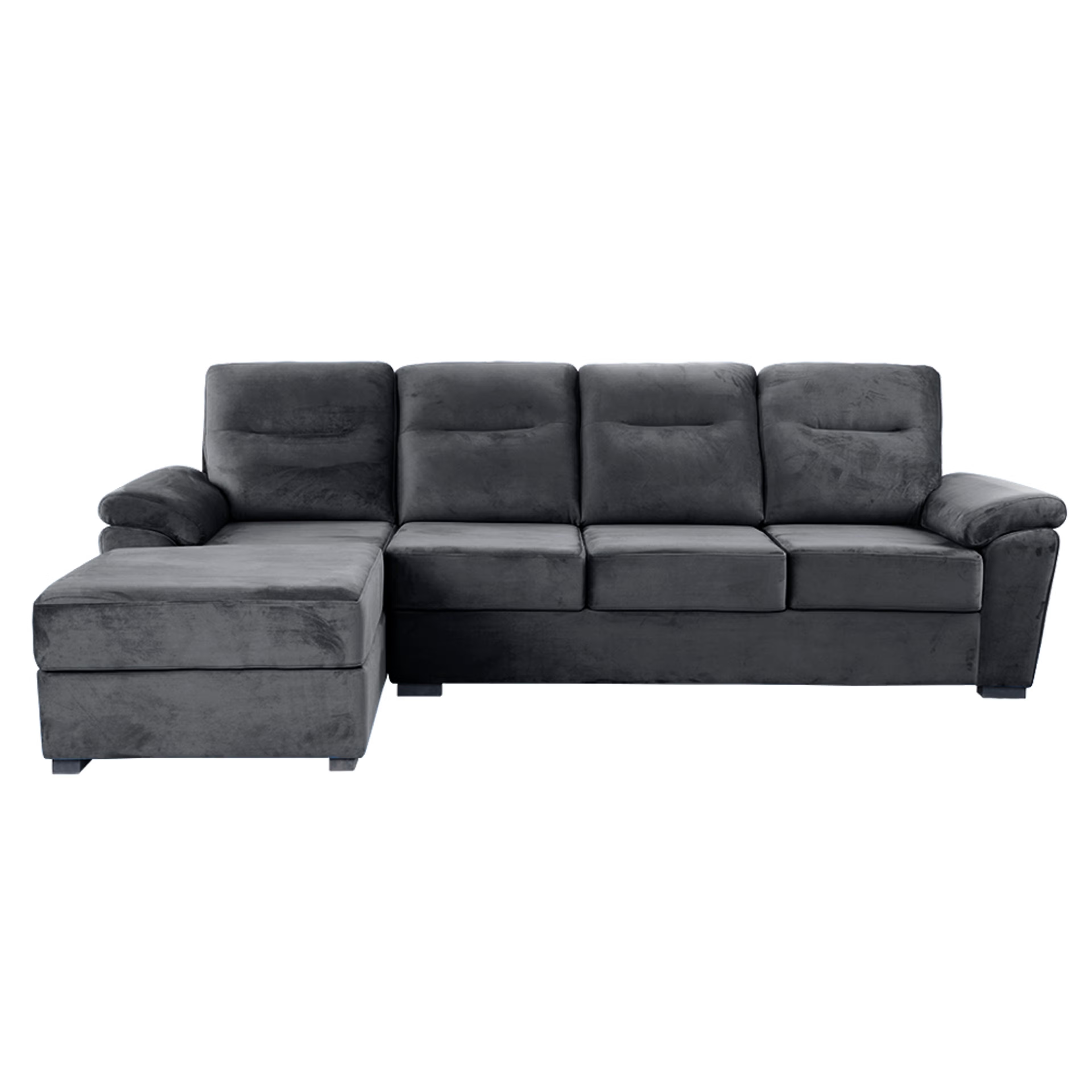 Wakefit Lounger L - Shape Sofa Set (3 Seater + Left Aligned Chaise) - Velvet Space Grey Sectional, Set (3 Seater + Left Aligned Chaise), Velvet Space Grey
