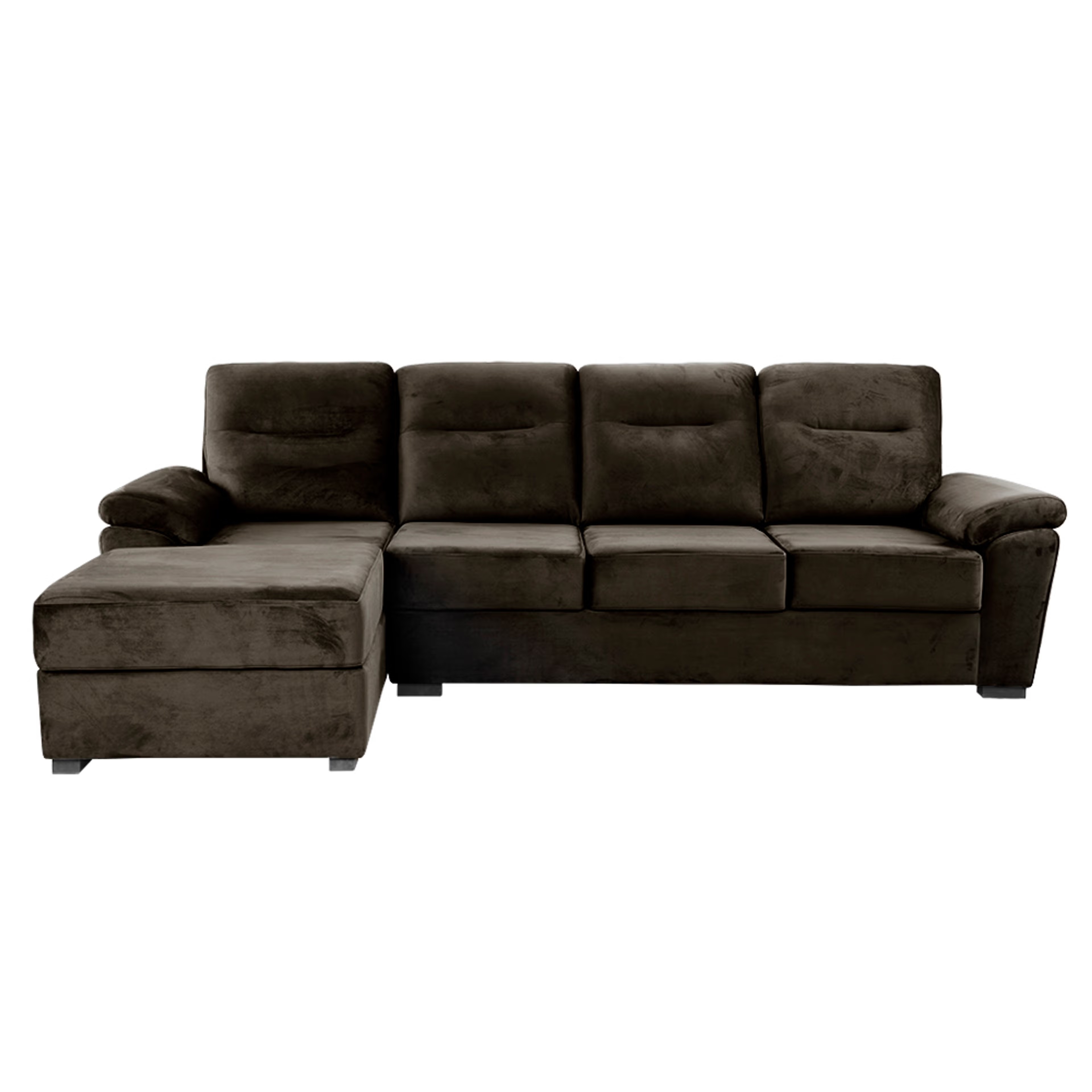 Home 28 Wakefit Lounger L - Shape Sofa Set (3 Seater + Left Aligned Chaise) - Velvet Stone Sectional, Set (3 Seater + Left Aligned Chaise), Velvet Stone