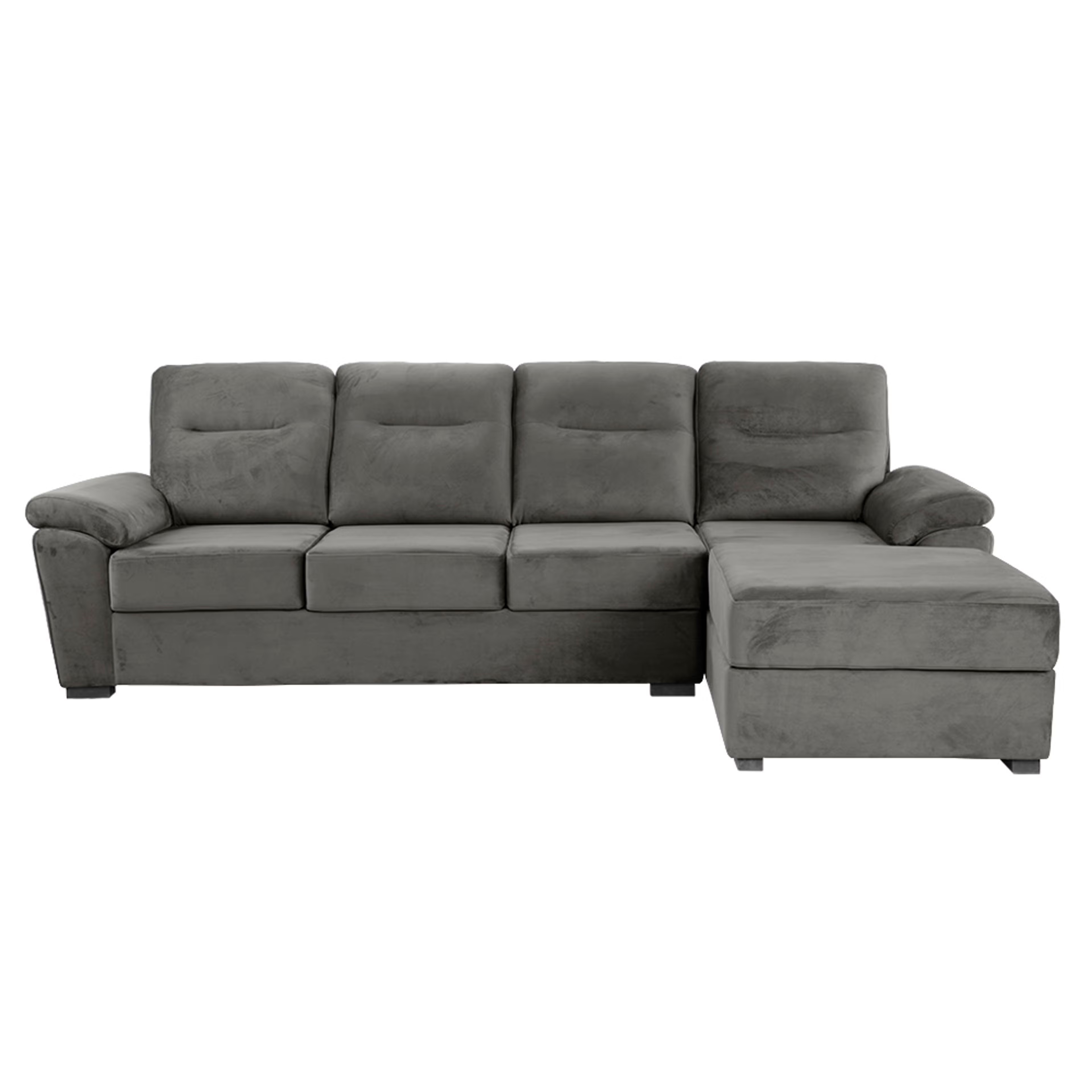 Home 25 Wakefit Lounger L - Shape Sofa Set (3 Seater + Right Aligned Chaise) - Velvet TuscanTan Sectional, Set (3 Seater + Right Aligned Chaise), Velvet Tuscan Tan