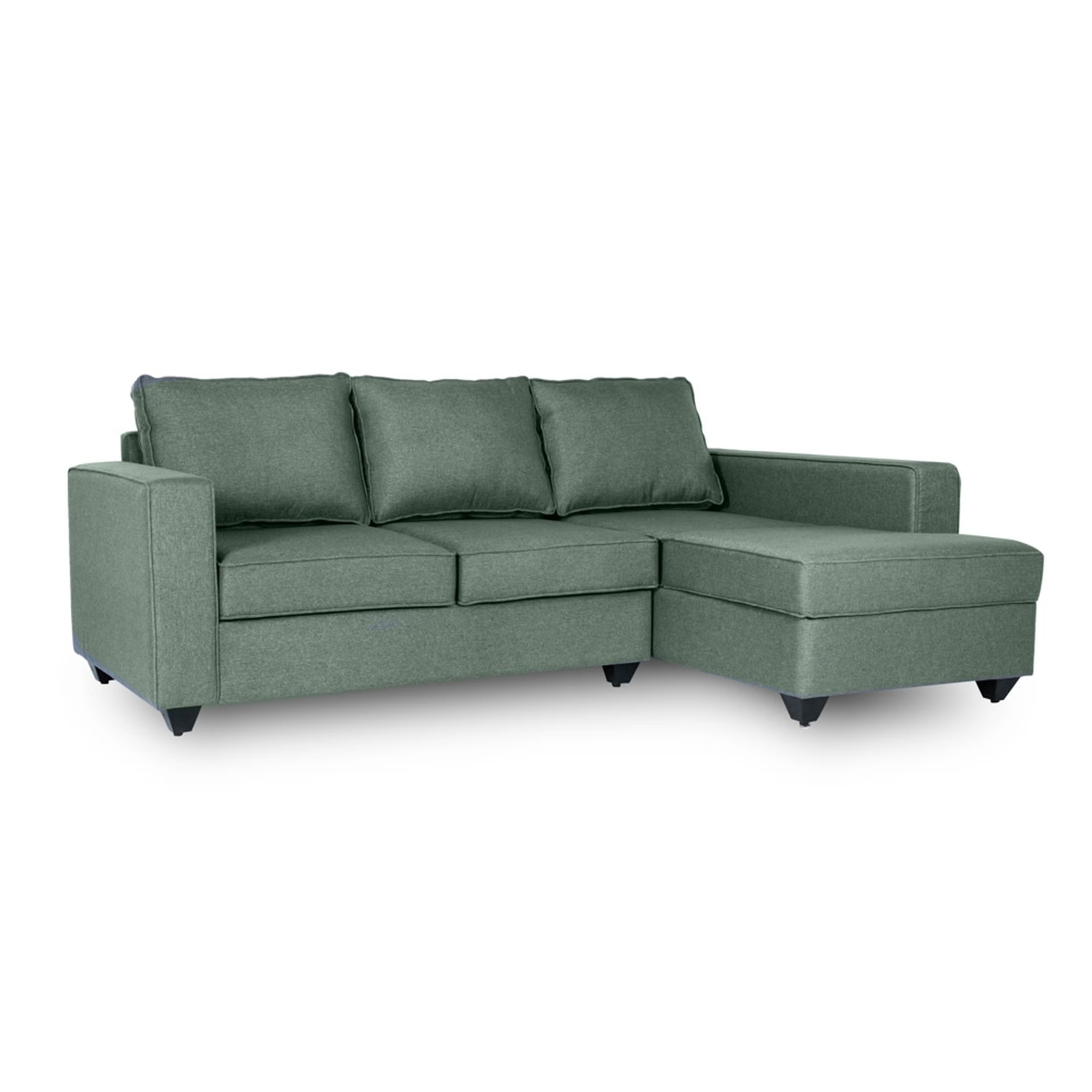 Wakefit Napper L Shape Sofa Set (2 Seater + Right Aligned Chaise) Sectional, Without Storage, 2 + Right Aligned Chaise, Omega Green