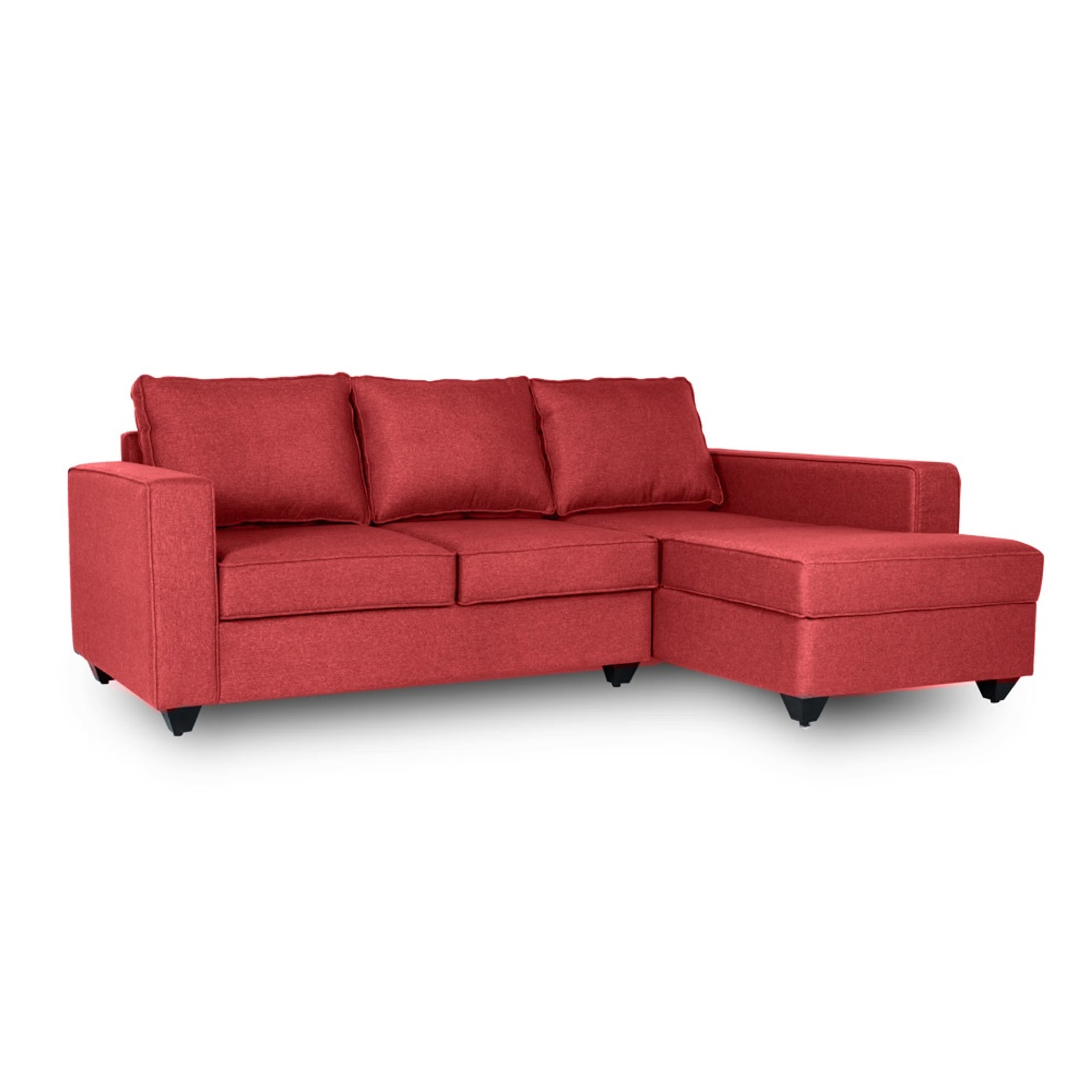 Wakefit Napper L Shape Sofa Set (2 Seater + Right Aligned Chaise) Sectional, Without Storage, 2 + Right Aligned Chaise, Omega Red