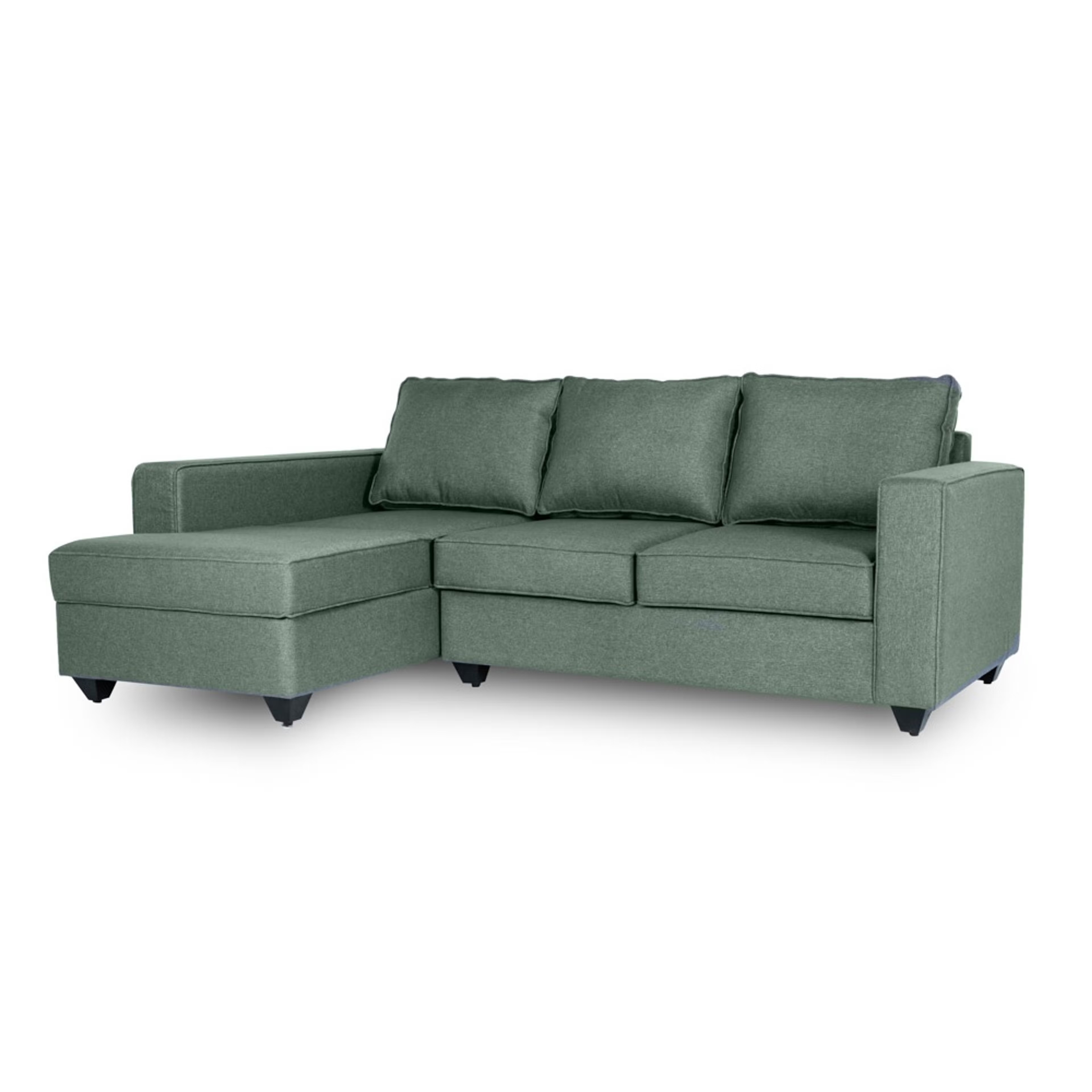 Wakefit Napper L Shape Sofa Set (2 Seater + Left Aligned Chaise) Sectional, Without Storage, 2 + Left Aligned Chaise, Omega Green