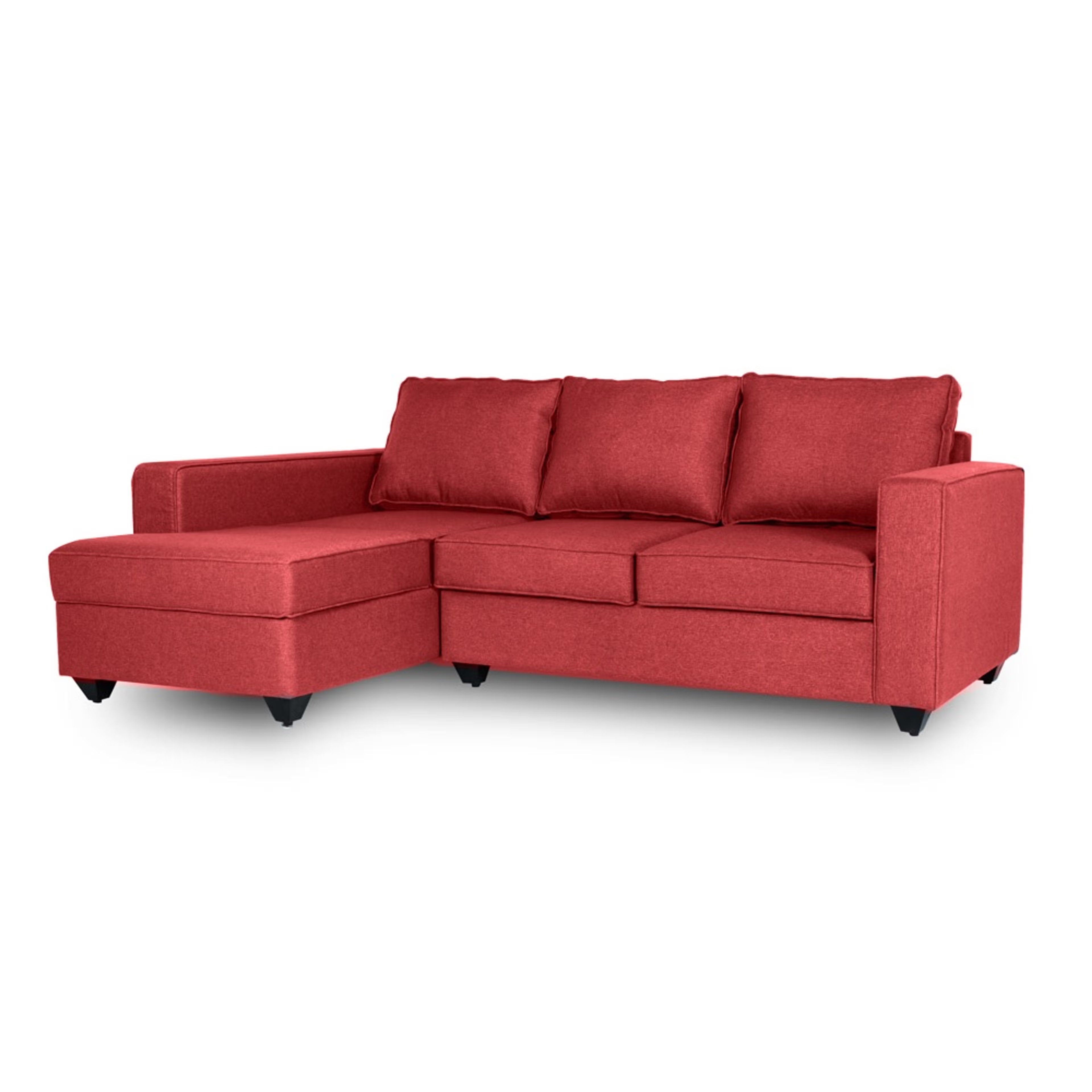 Wakefit Napper L Shape Sofa Set (2 Seater + Left Aligned Chaise) Sectional, Without Storage, 2 + Left Aligned Chaise, Omega Red