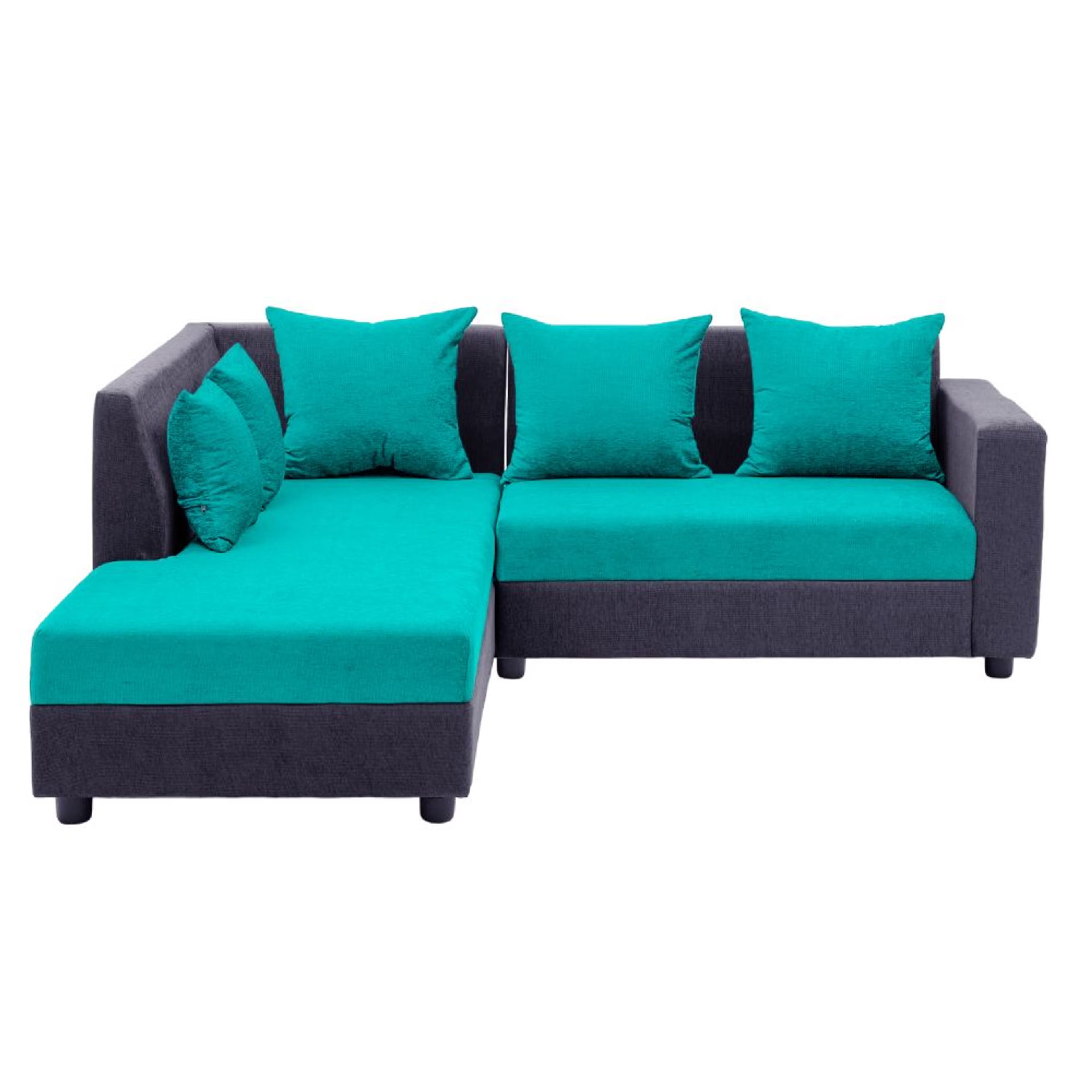 Wakefit Skiver L Shape 5 Seater Sofa Set (2 Seater + Left Aligned Chaise) Sectional, Set (2 Seater + Left Aligned Chaise), Purple Grey & Sky Green
