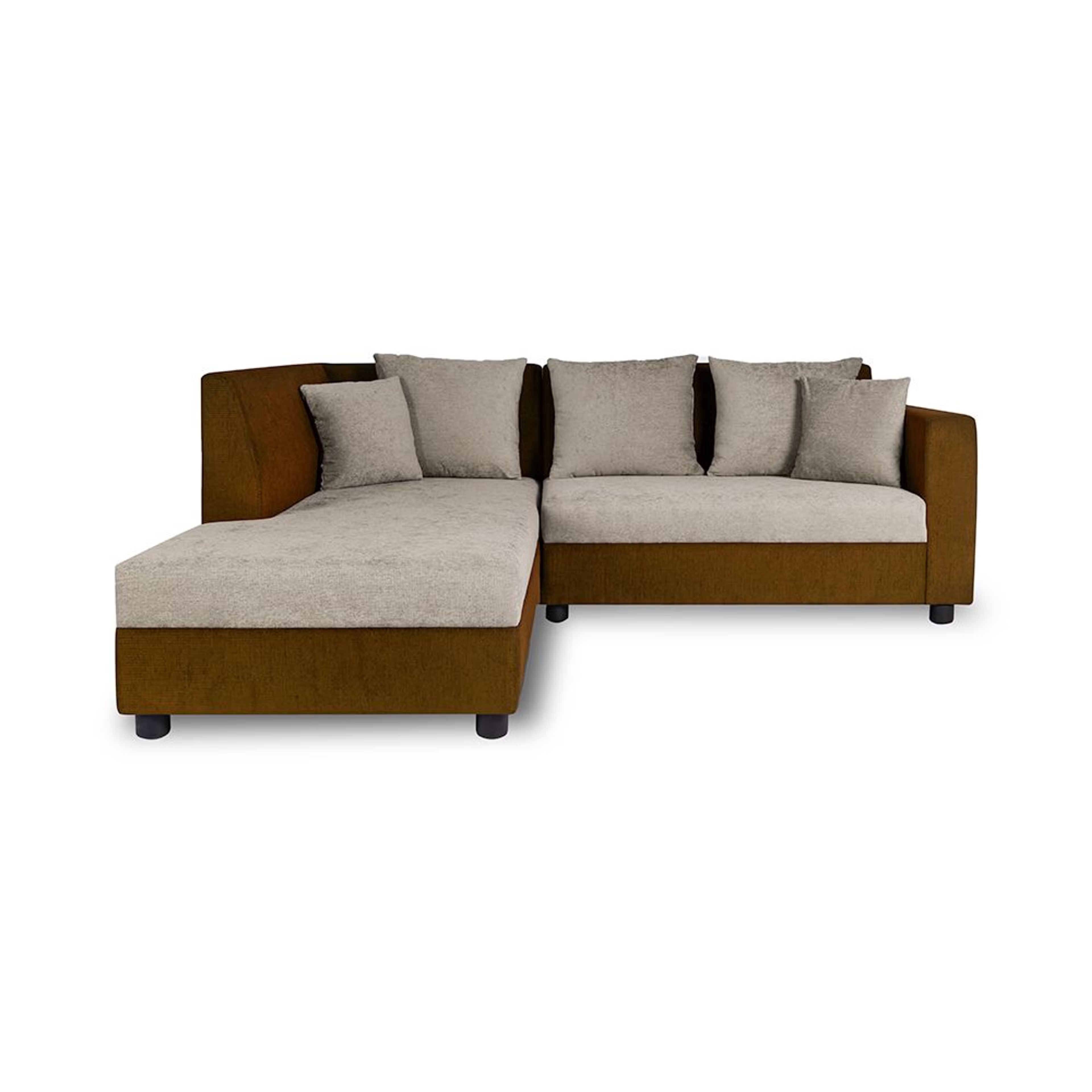 Home 42 Wakefit Skiver L Shape 5 Seater Sofa Set (2 Seater + Left Aligned Chaise) Sectional, Set (2 Seater + Left Aligned Chaise), Toffee Brown & Parchment White