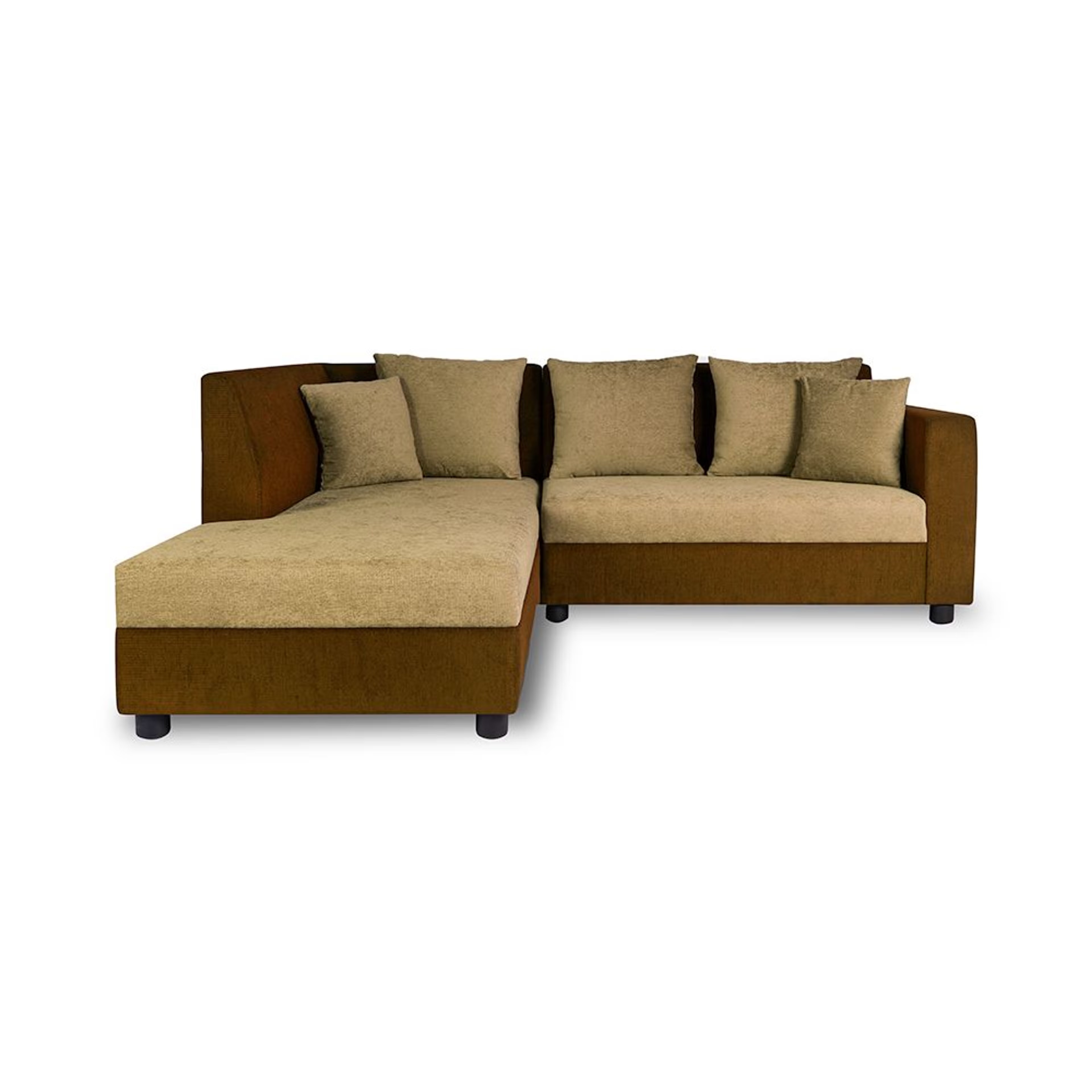 Wakefit Skiver L Shape 5 Seater Sofa Set (2 Seater + Left Aligned Chaise) Sectional, Set (2 Seater + Left Aligned Chaise), Toffee Brown & Amphora Brown