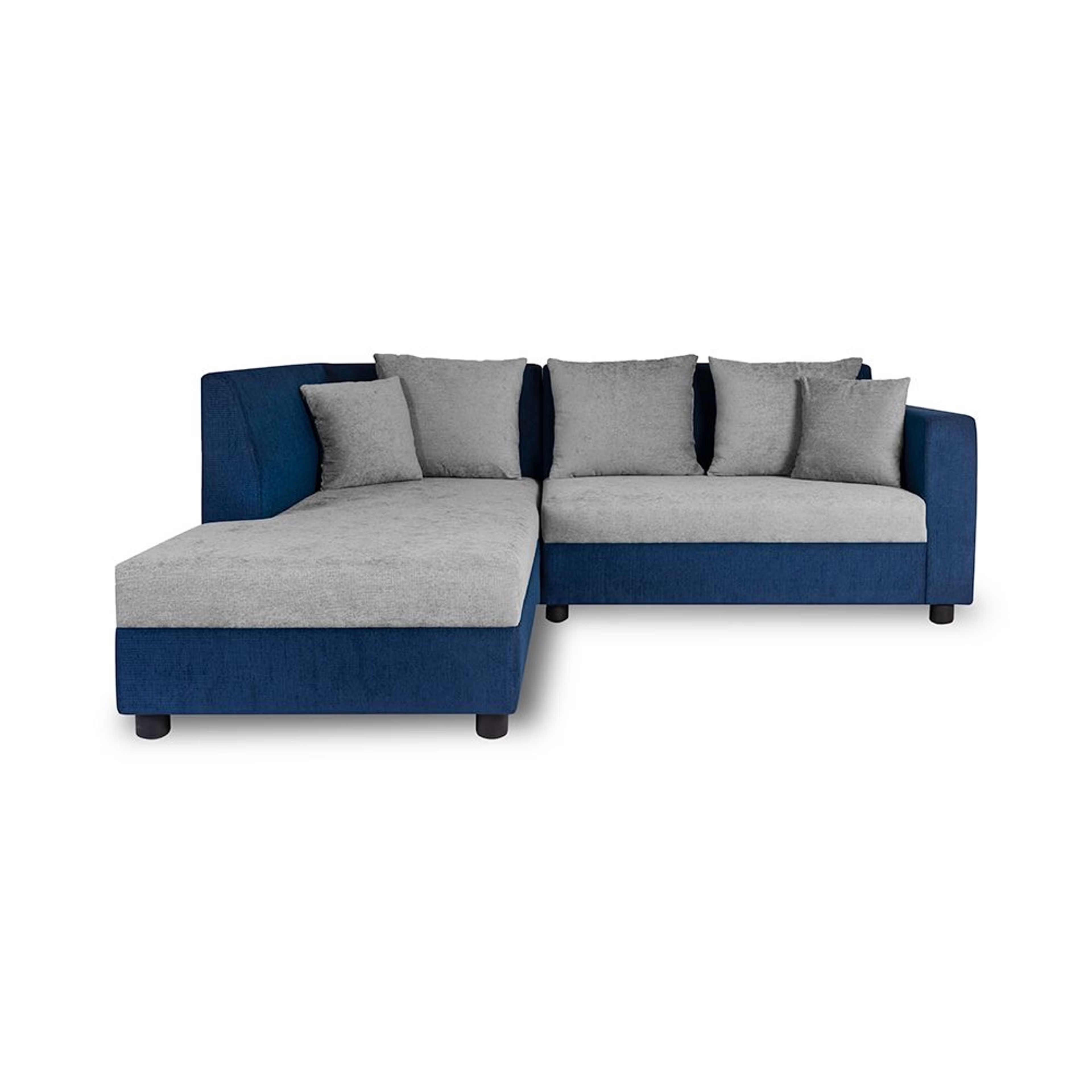 Wakefit Skiver L Shape 5 Seater Sofa Set (2 Seater + Left Aligned Chaise) Sectional, Set (2 Seater + Left Aligned Chaise), Dark Blue & Cloud Grey