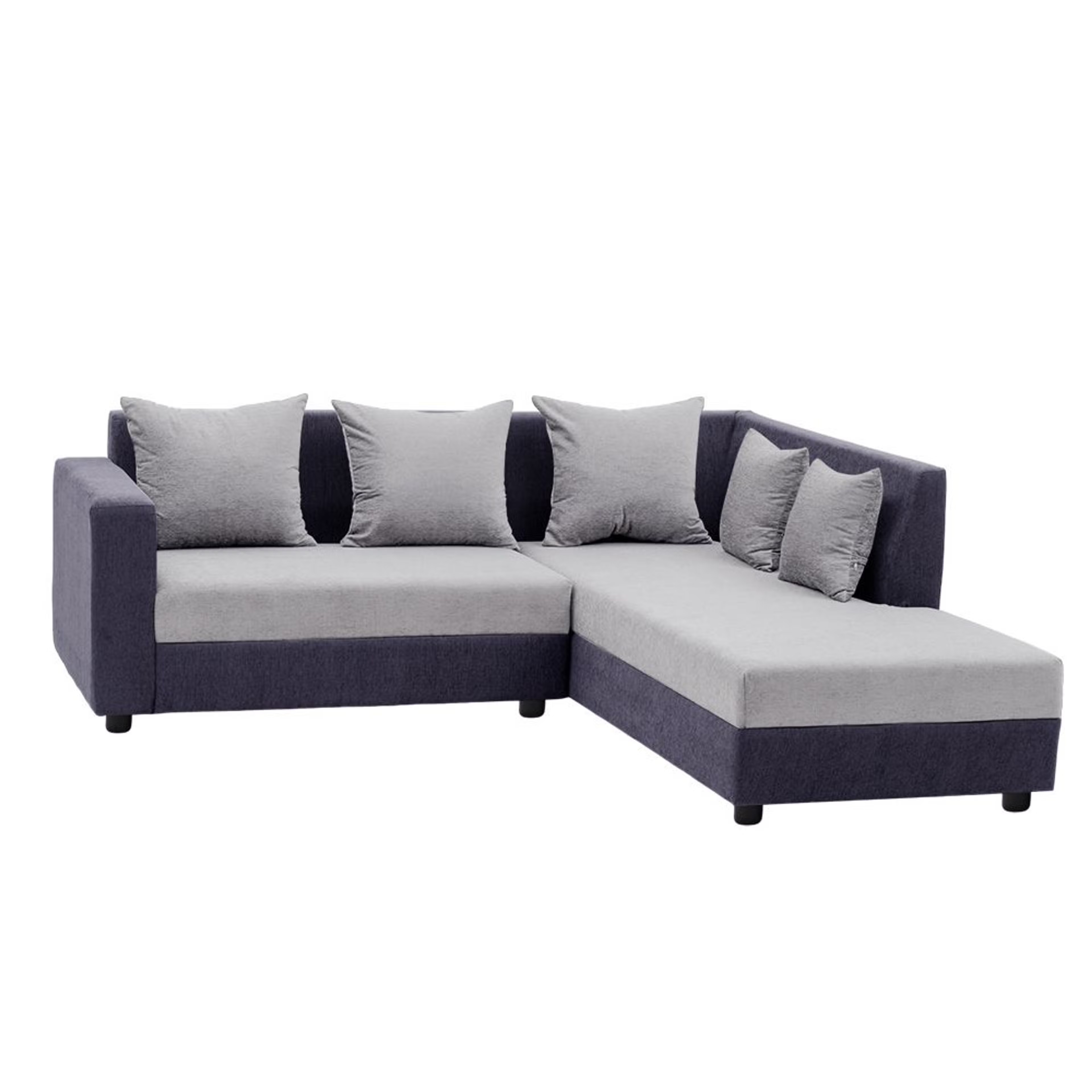 Wakefit Skiver L Shape 5 Seater Sofa Set (2 Seater + Right Aligned Chaise) Sectional, Set (2 Seater + Right Aligned Chaise), Purple Grey & Cloud Grey