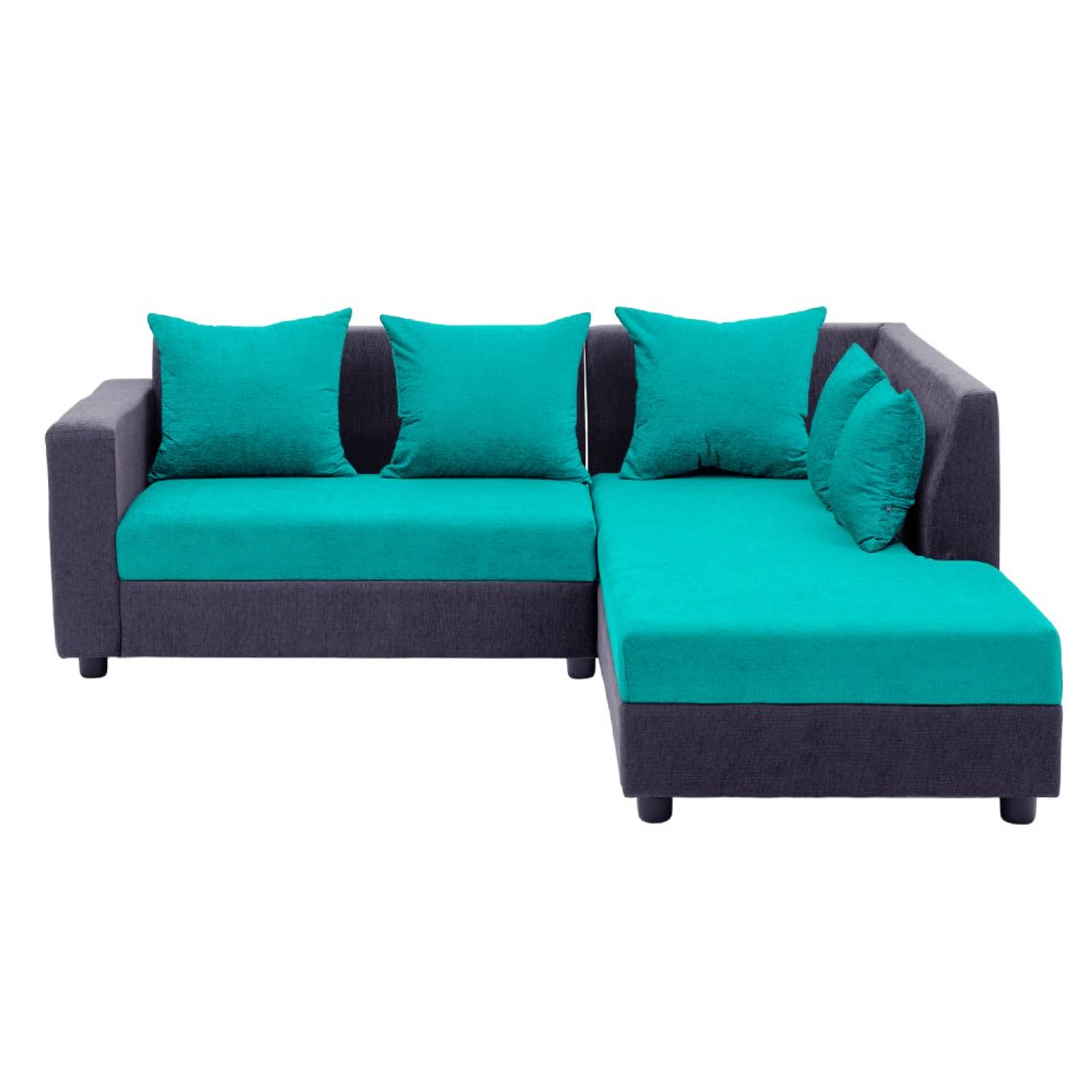 Wakefit Skiver L Shape 5 Seater Sofa Set (2 Seater + Right Aligned Chaise) Sectional, Set (2 Seater + Right Aligned Chaise), Purple Grey & Sky Green