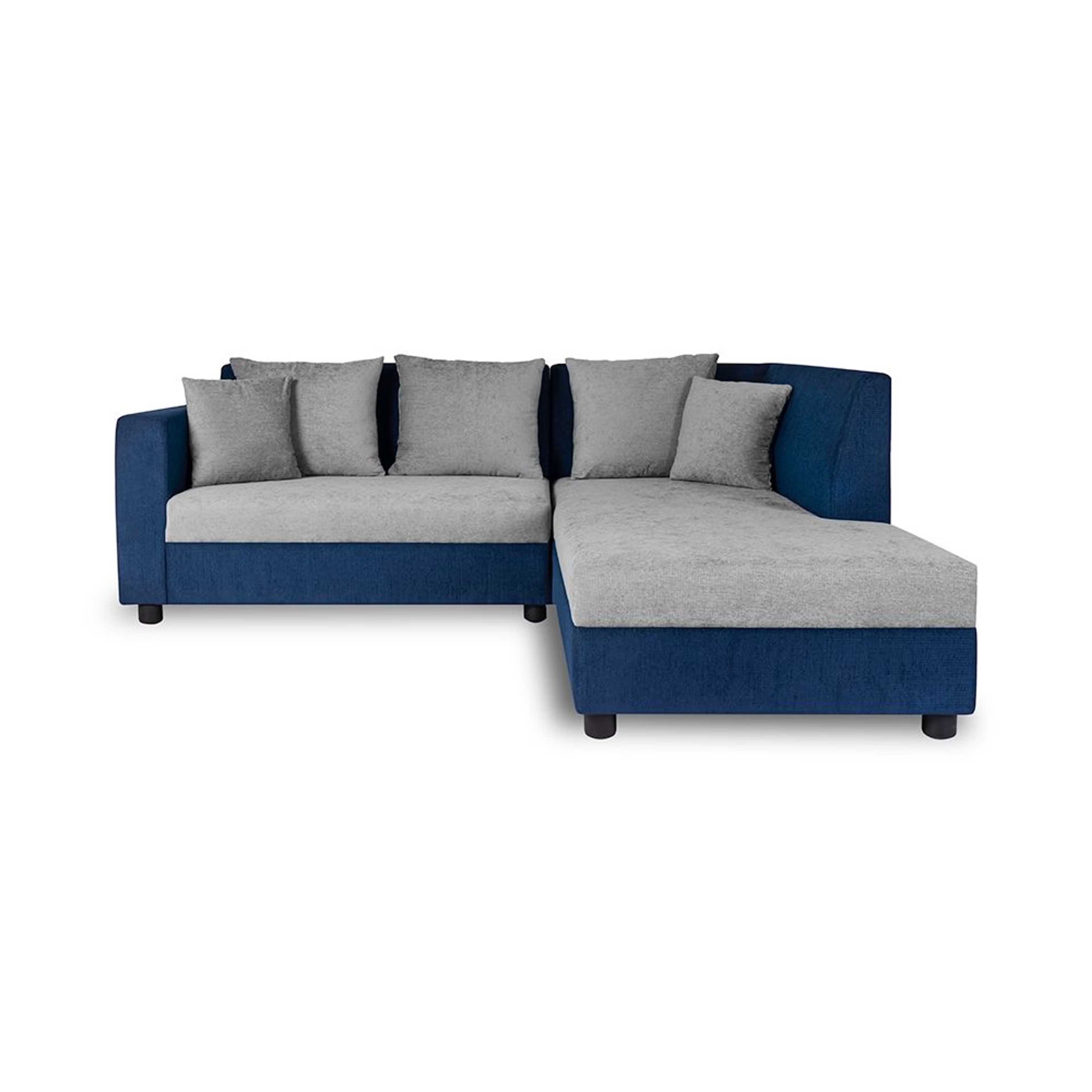 Wakefit Skiver L Shape 5 Seater Sofa Set (2 Seater + Right Aligned Chaise) Sectional, Set (2 Seater + Right Aligned Chaise), Dark Blue & Cloud Grey