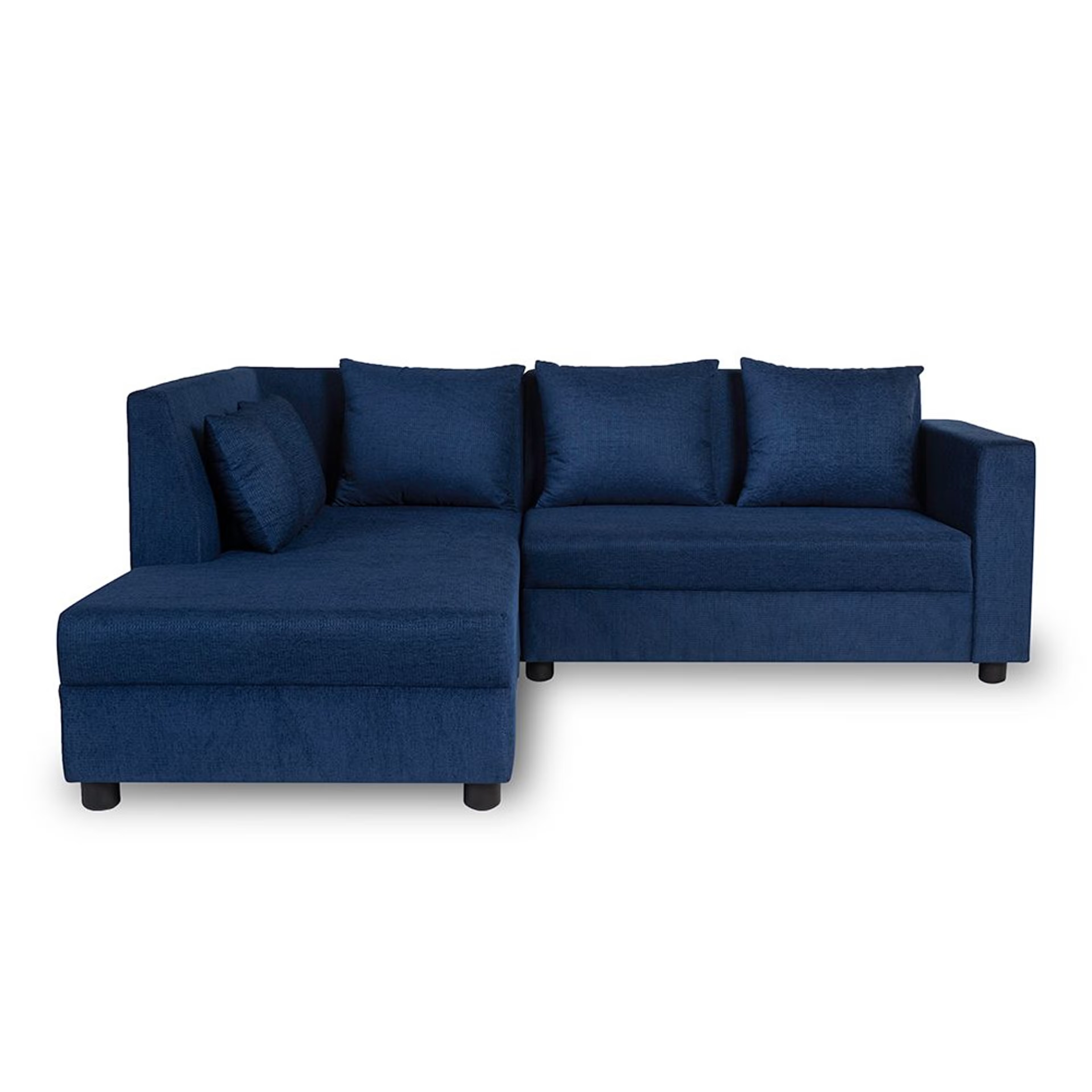 Wakefit Skiver L Shape 5 Seater Sofa Set (2 Seater + Left Aligned Chaise) Sectional, Set (2 Seater + Left Aligned Chaise), Dark Blue