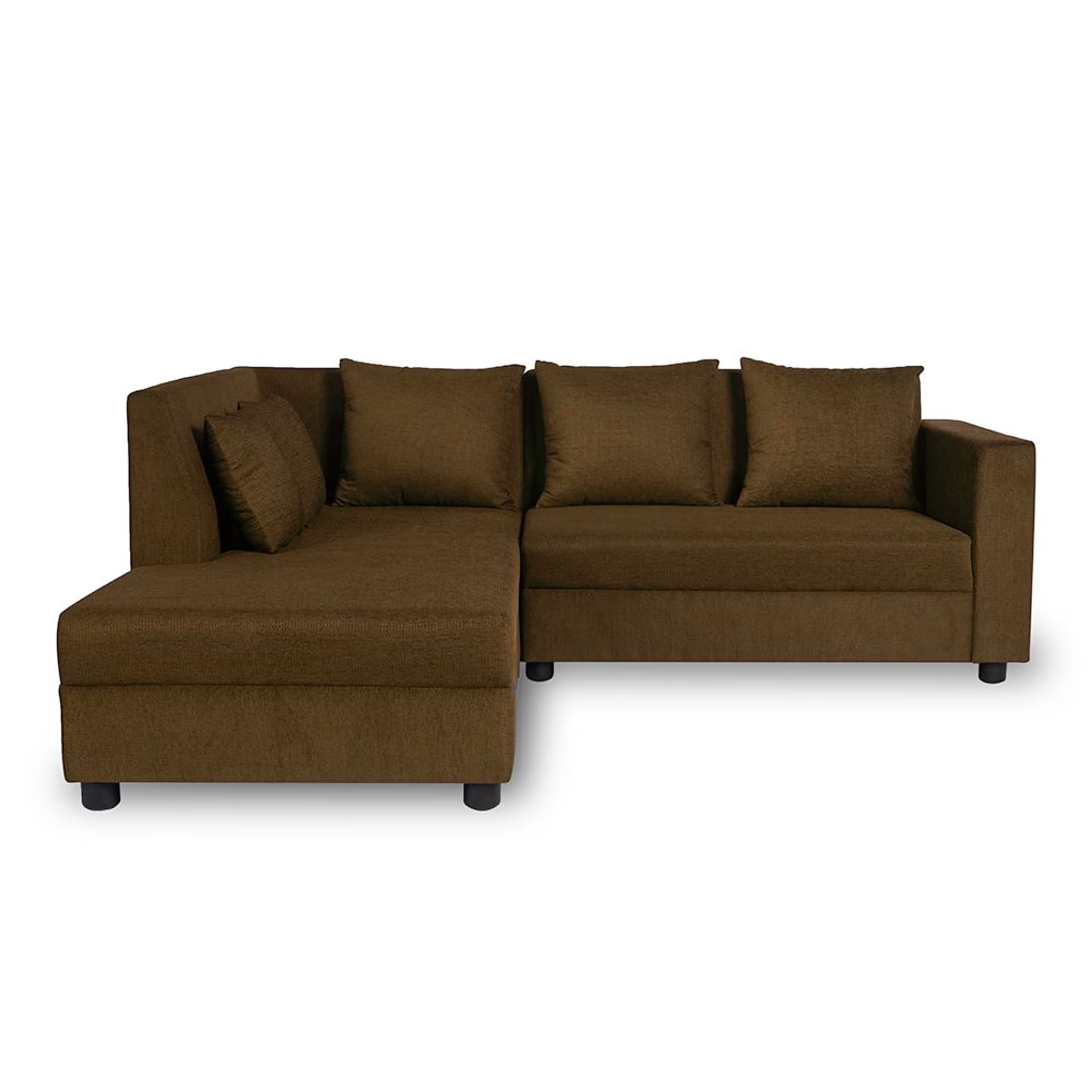 Wakefit Skiver L Shape 5 Seater Sofa Set (2 Seater + Left Aligned Chaise) Sectional, Set (2 Seater + Left Aligned Chaise), Toffee Brown