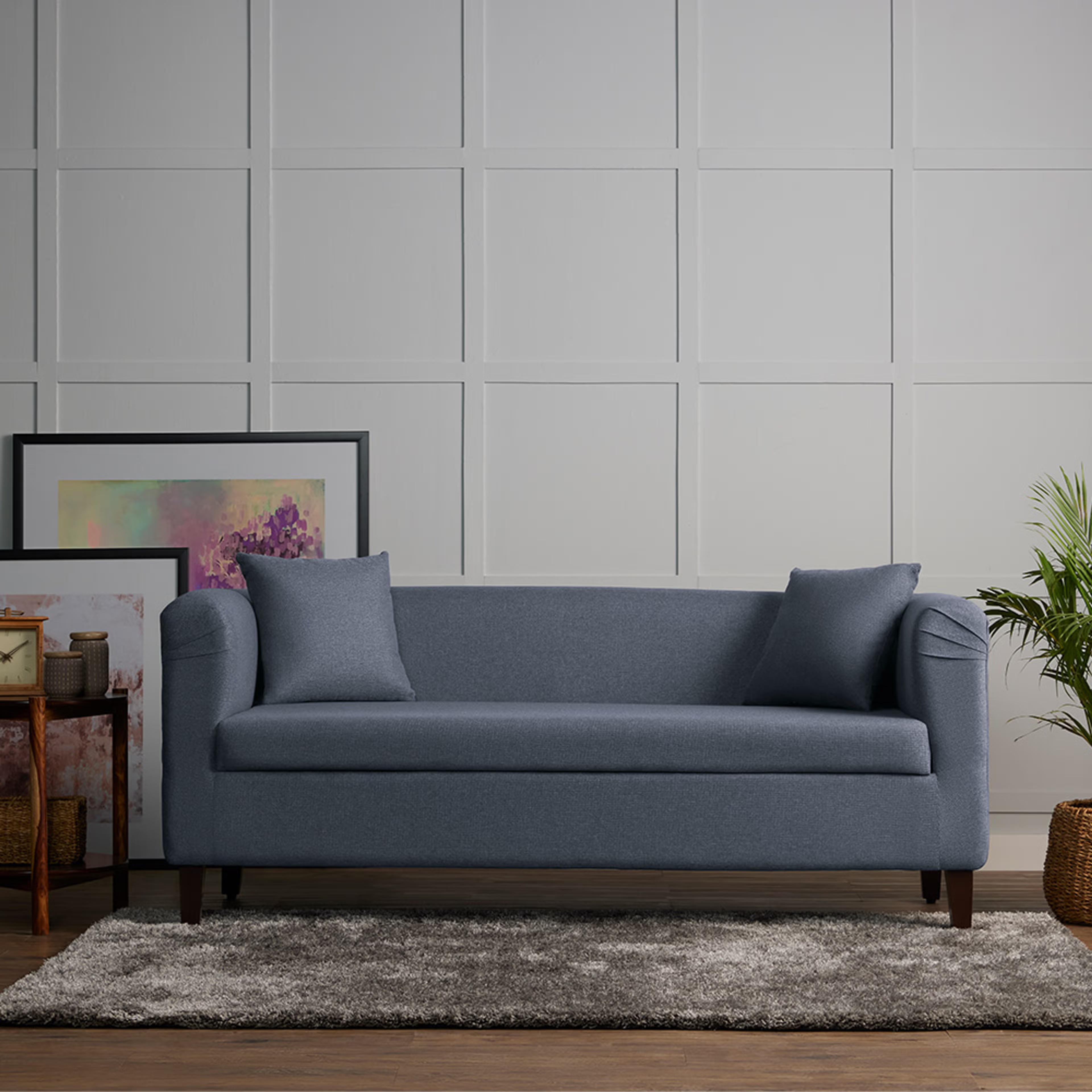 Wakefit Miami Sofa - 1 Seater - Omega Blue Regular, 1 Seater, Omega Blue