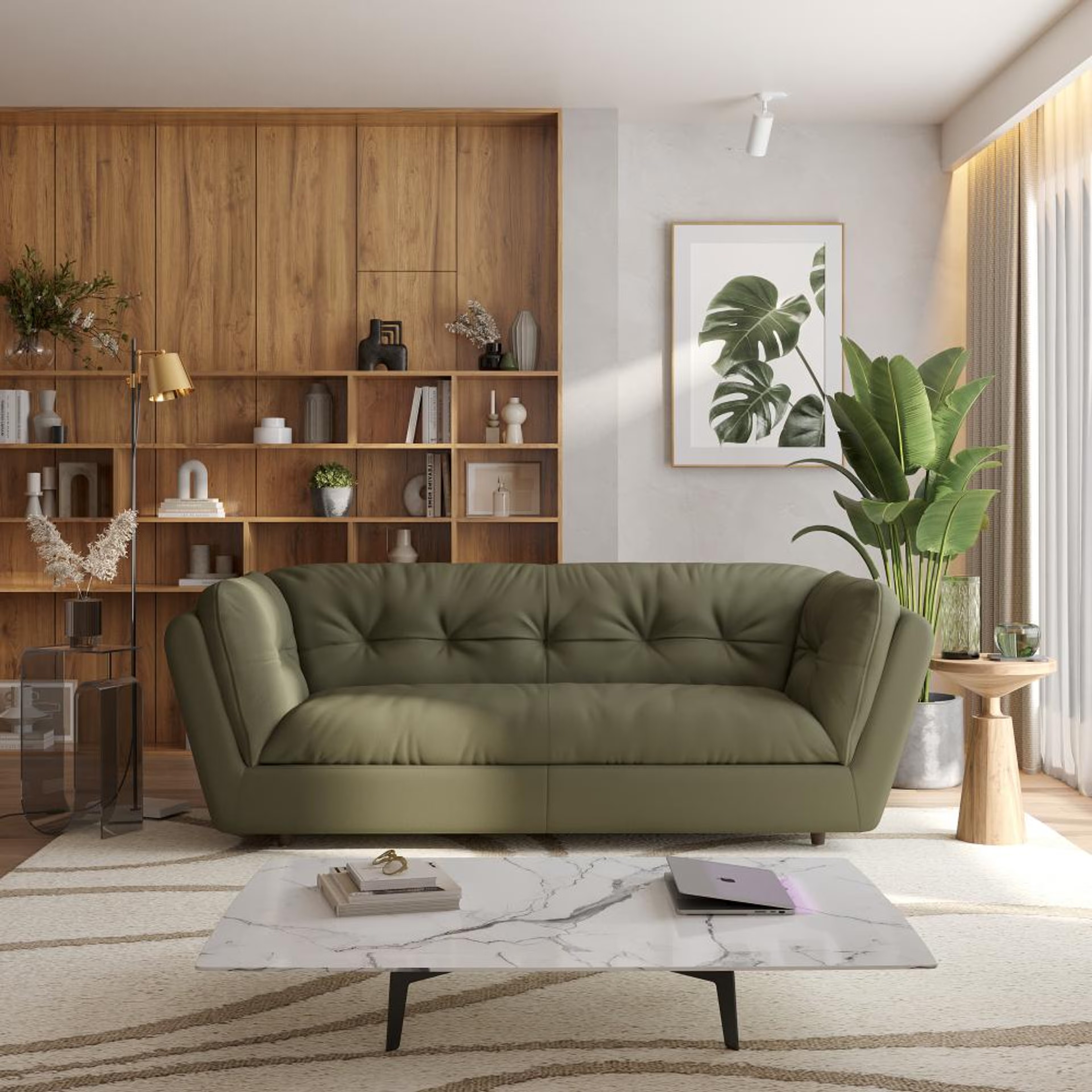 Wakefit Osuna Sofa - Three Seater Regular, Three Seater, Green
