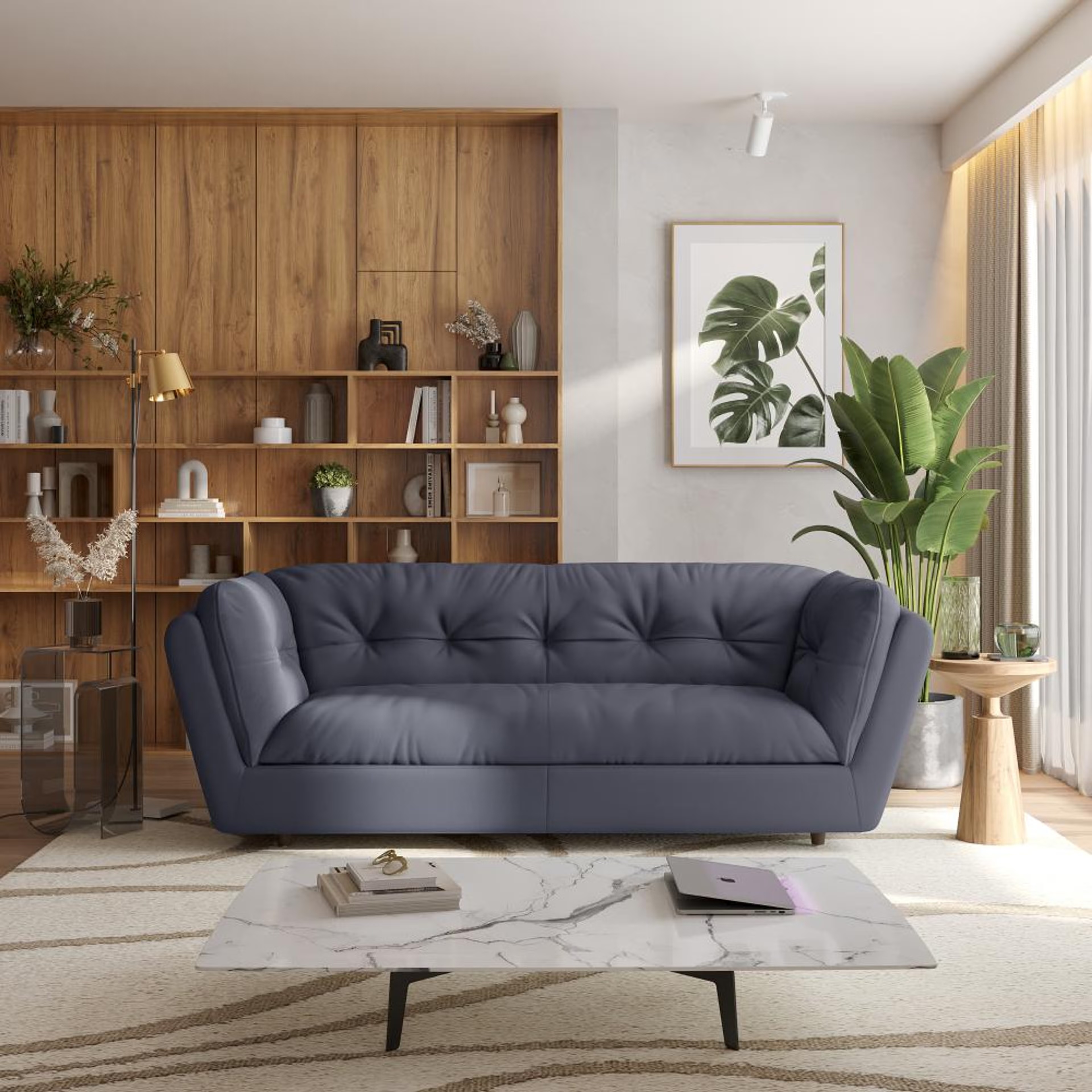 Home 28 Wakefit Osuna Sofa - Three Seater Regular, Three Seater, Blue