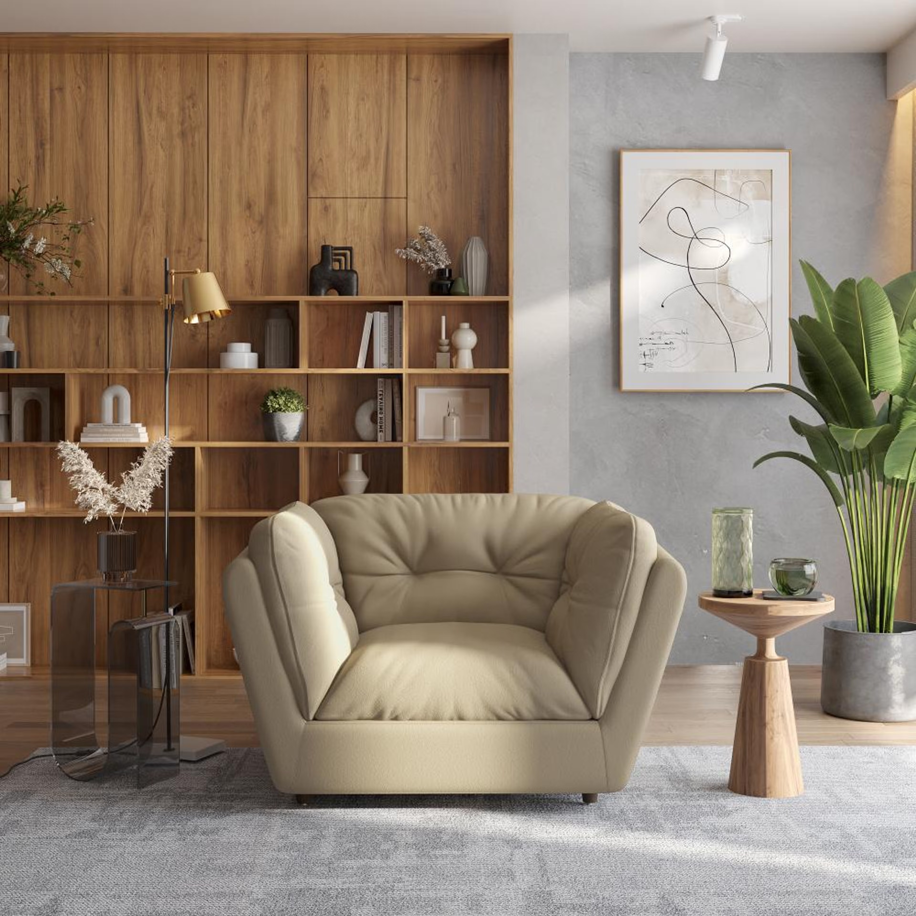 Wakefit Osuna Sofa - One Seater Regular, Single Seater, Beige