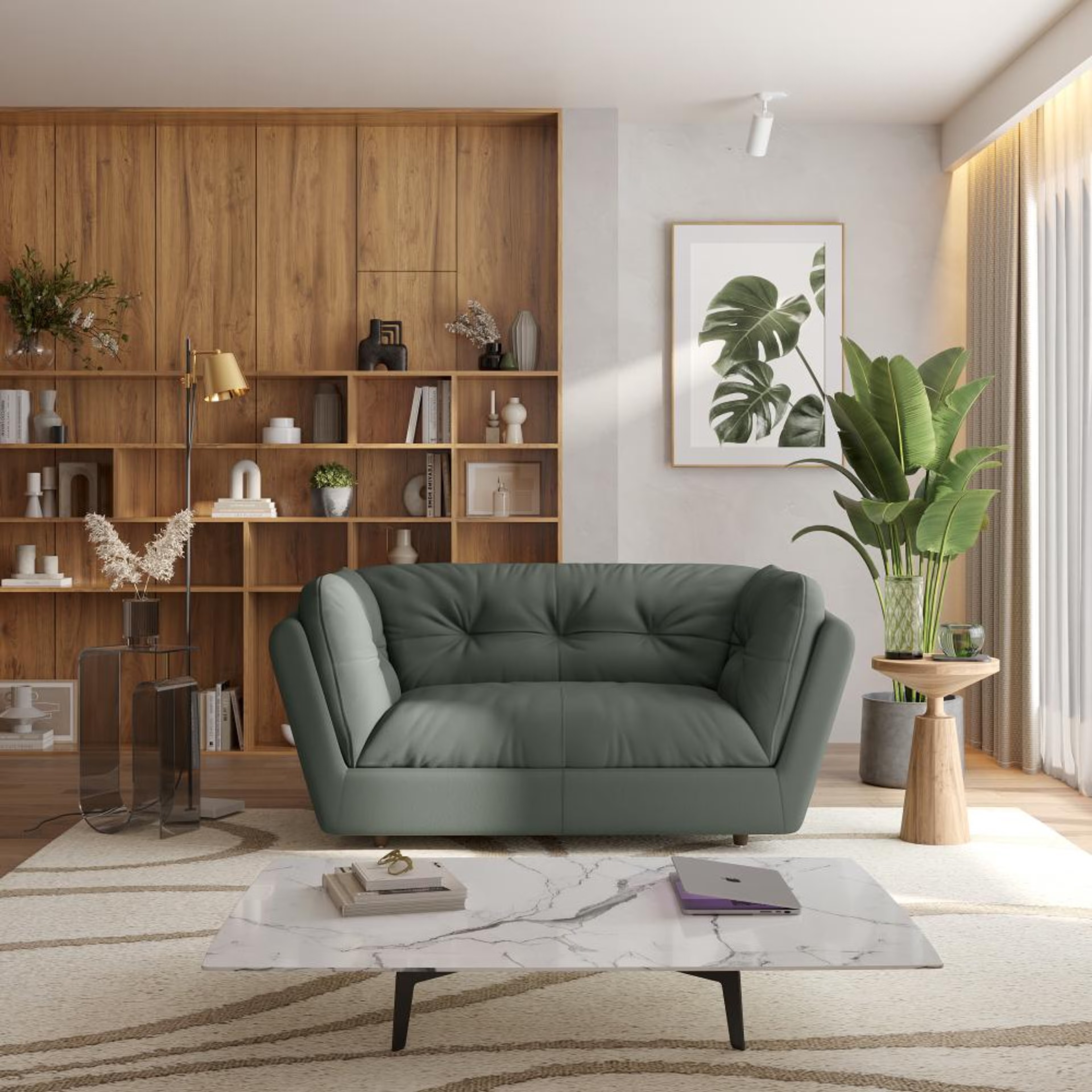 Wakefit Osuna Sofa - Two Seater Regular, Two Seater, Forest Green
