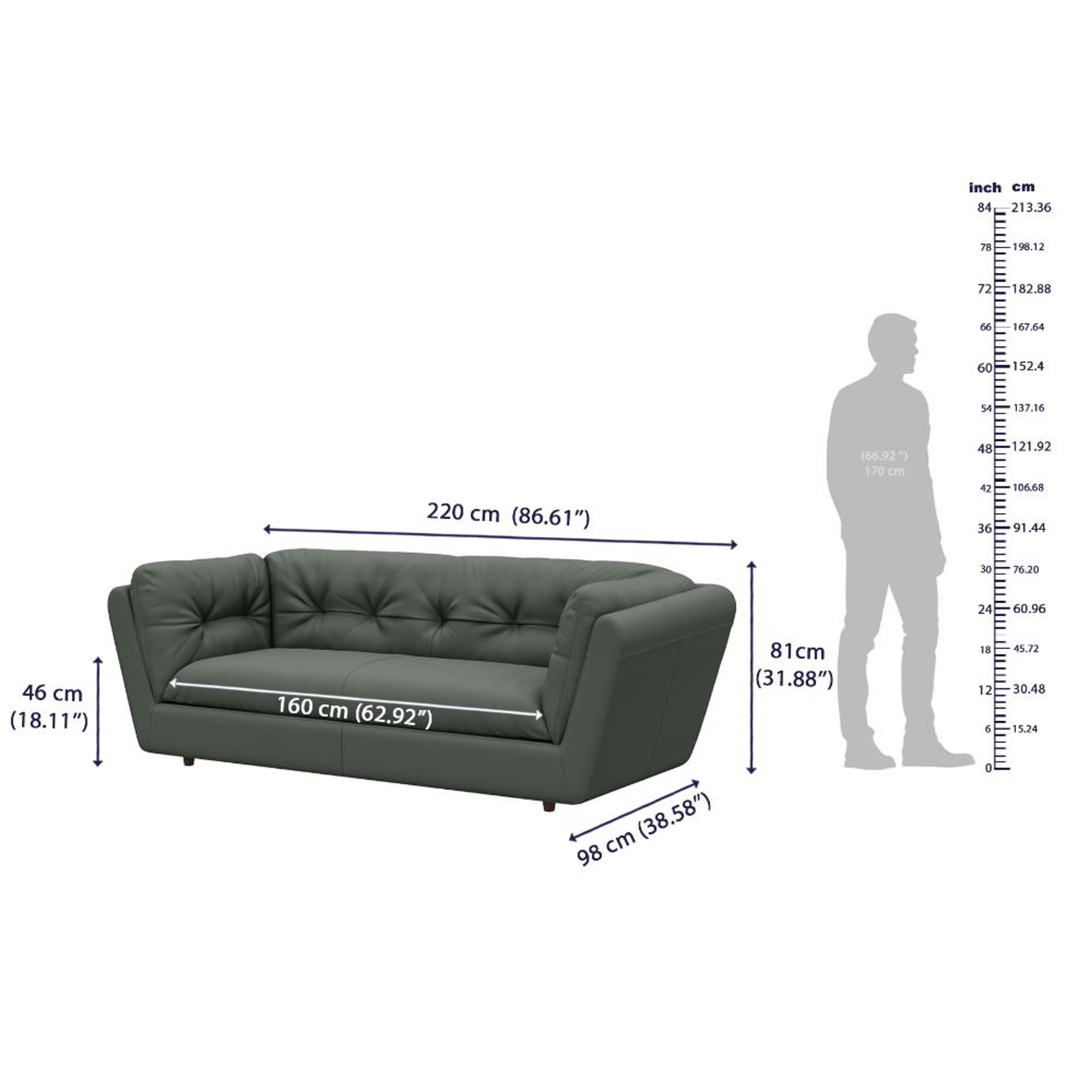 Wakefit Osuna Sofa - Three Seater Regular, Three Seater, Forest Green 7 Wakefit Osuna Sofa - Three Seater Regular, Three Seater, Forest Green