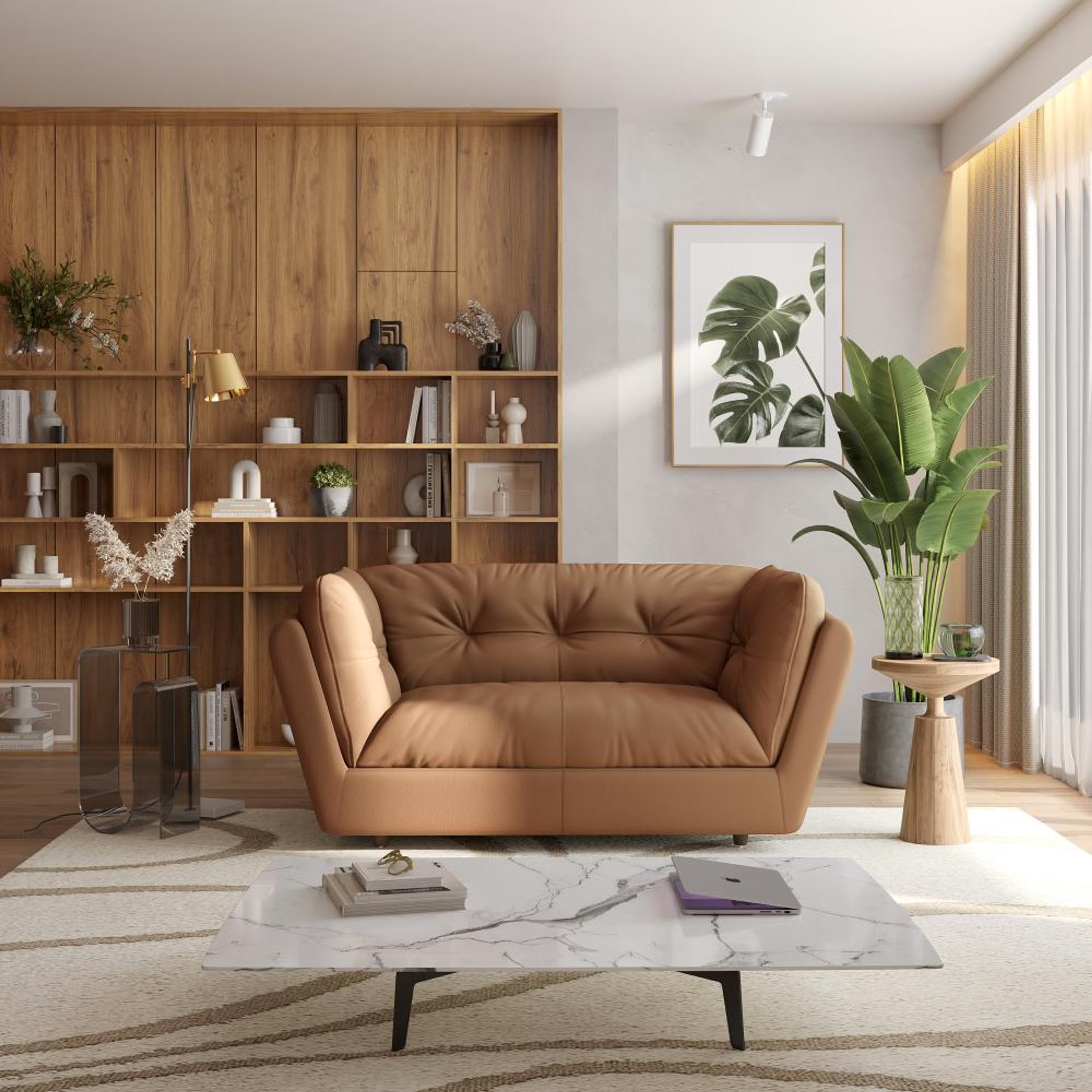 Wakefit Osuna Sofa - Two Seater Regular, Two Seater, Brown