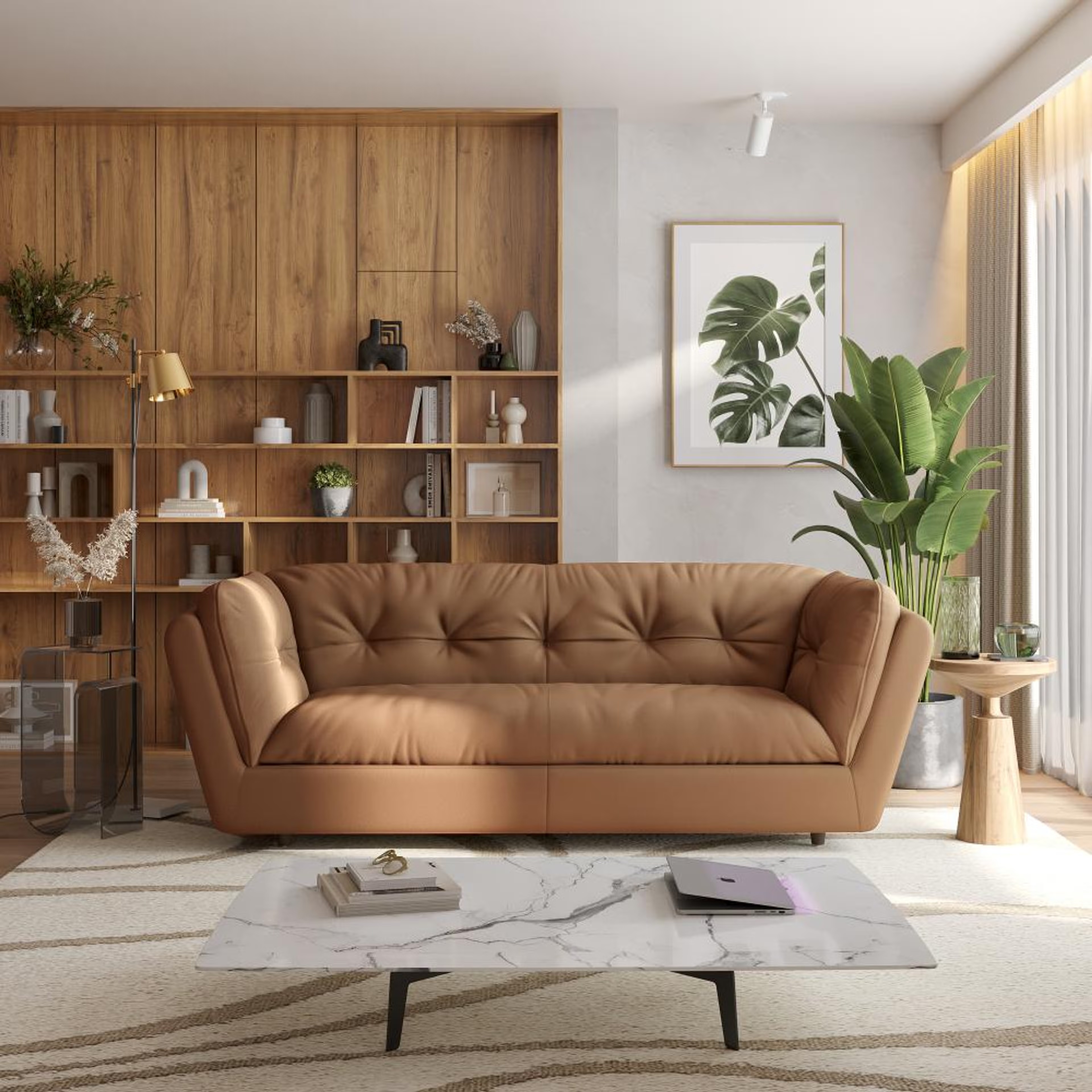 Wakefit Osuna Sofa - Three Seater Regular, Three Seater, Brown