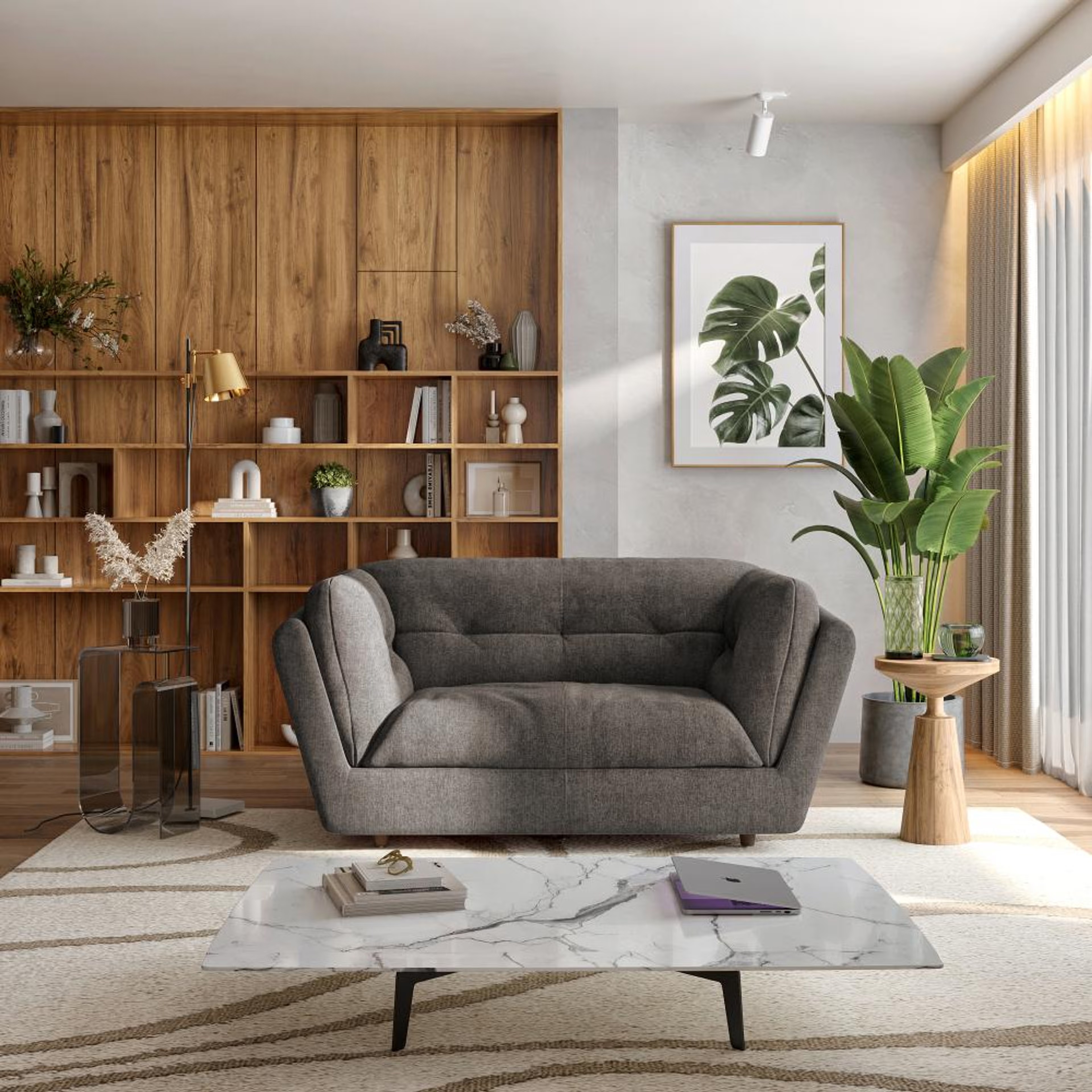 Wakefit Osuna Sofa - Two Seater Regular, Two Seater, Grey