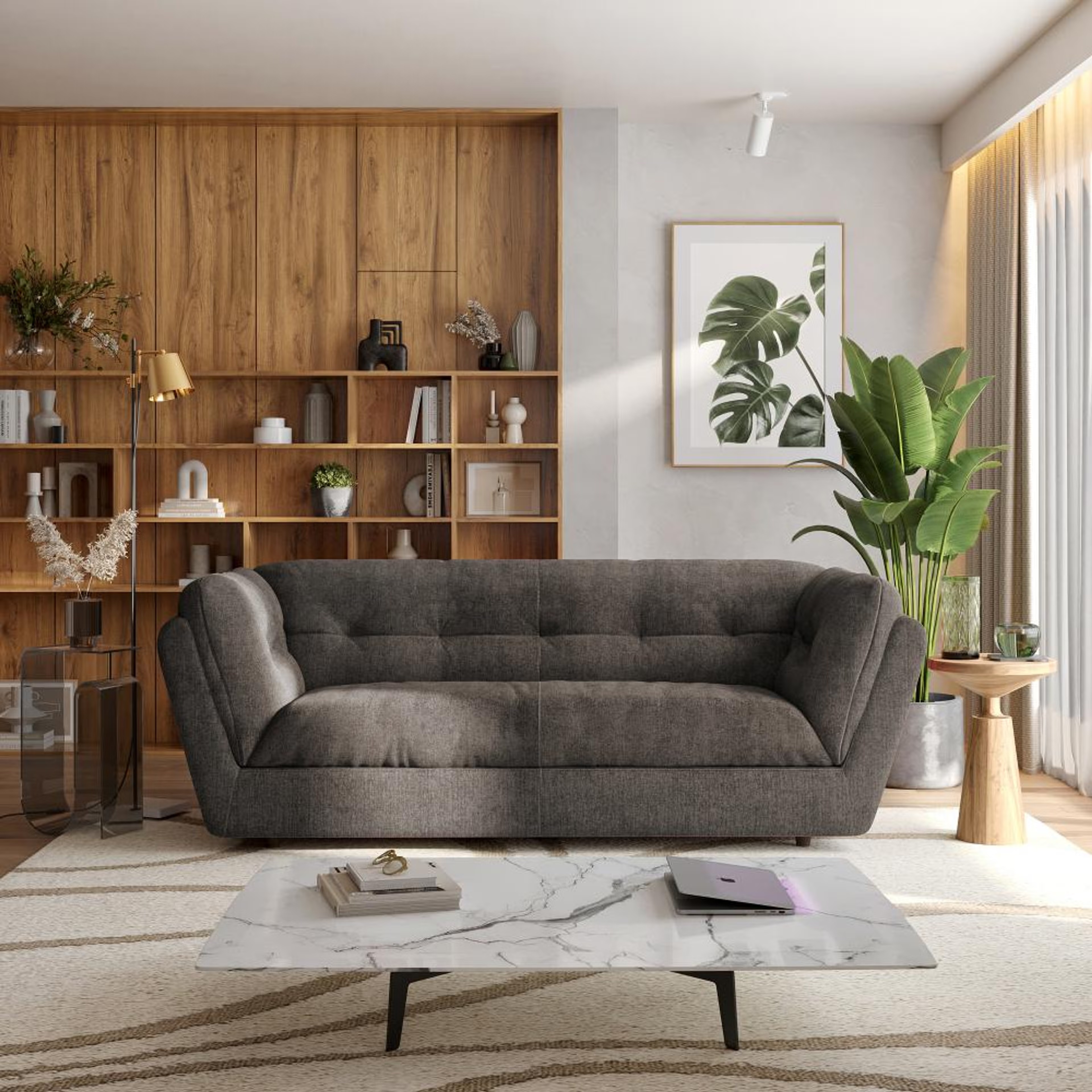 Wakefit Osuna Sofa - Three Seater Regular, Three Seater, Grey