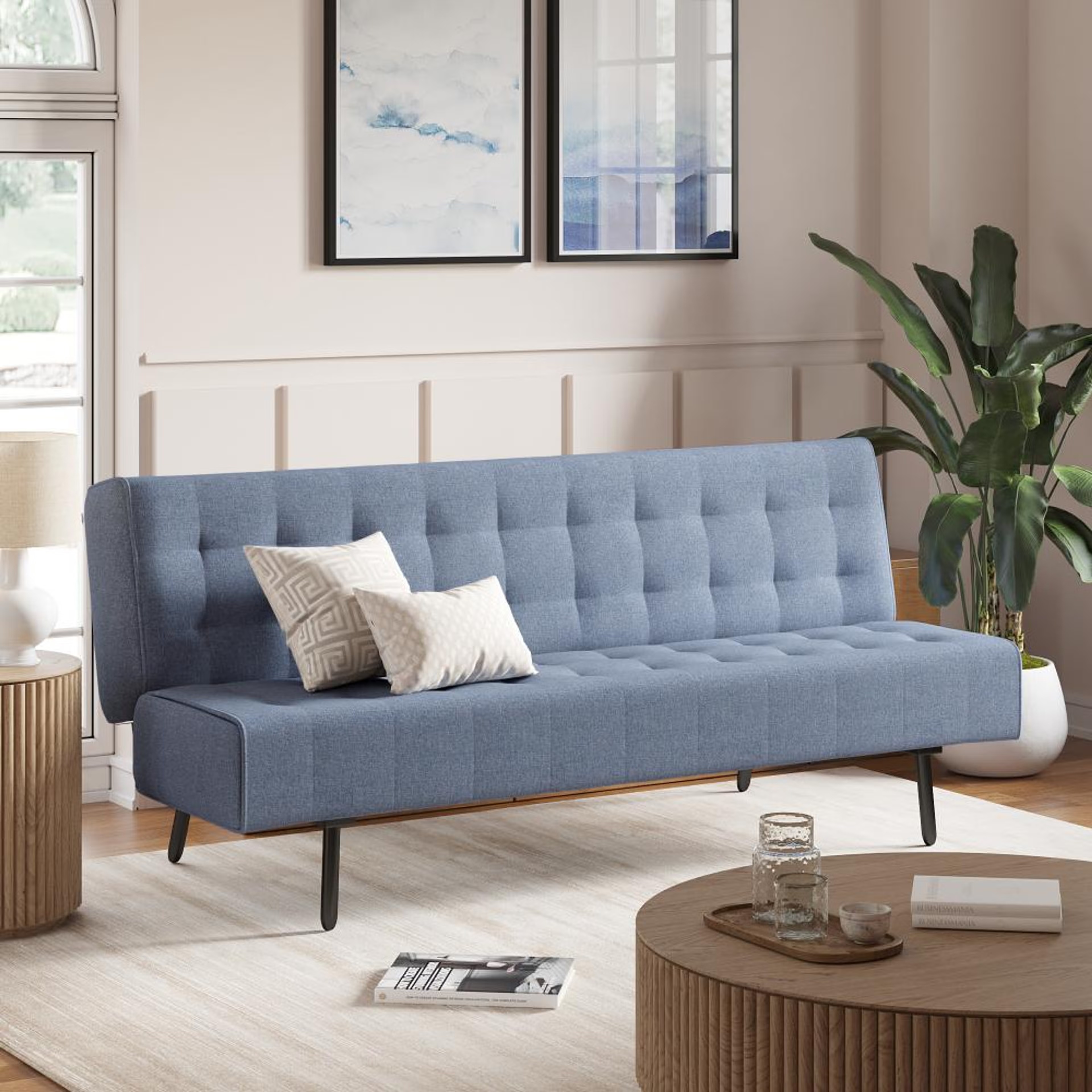 Wakefit Naples Sofa cum Bed - Three Seater, Omega Blue Three Seater, Omega Blue