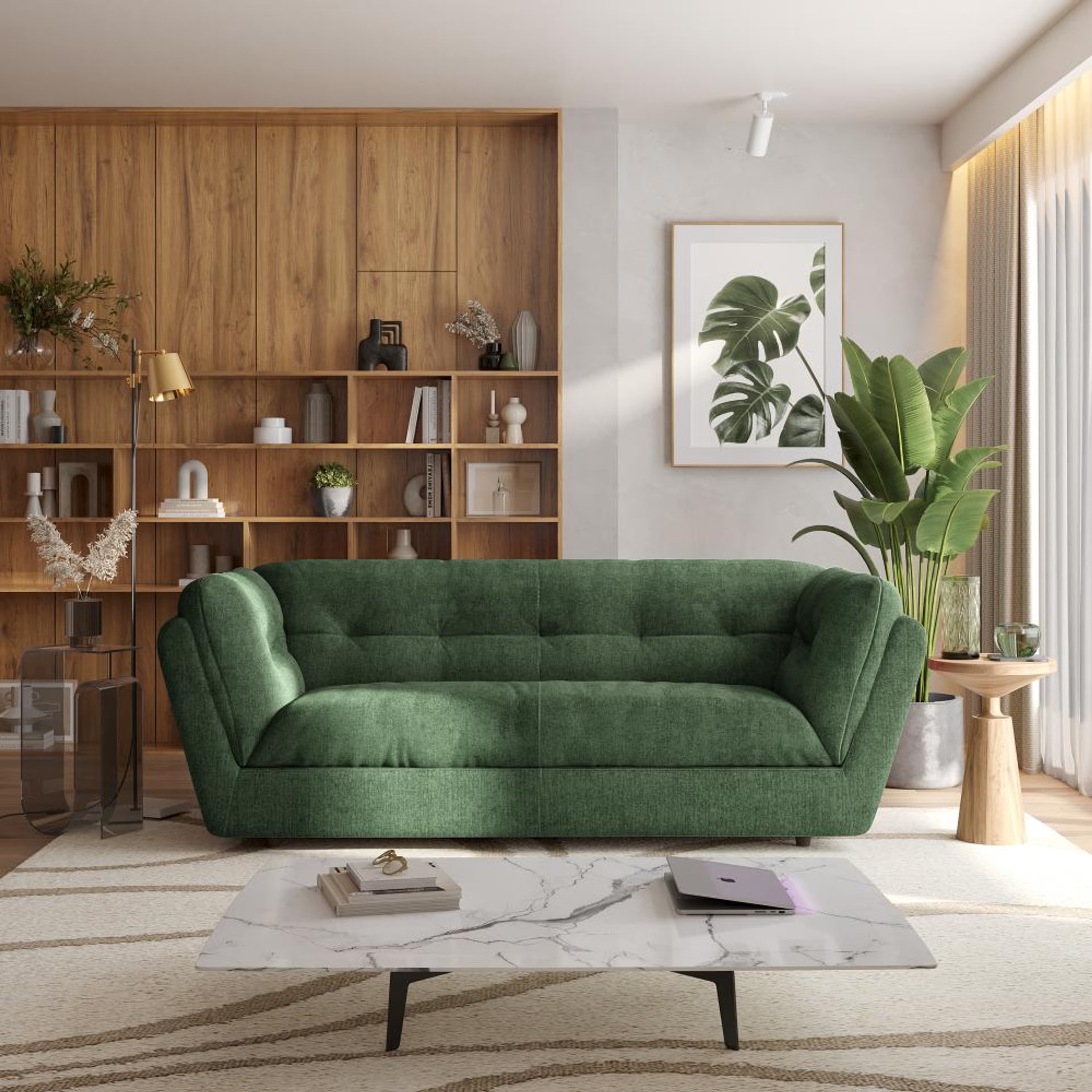 Home 33 Wakefit Osuna Sofa - Three Seater Regular, Three Seater, Green