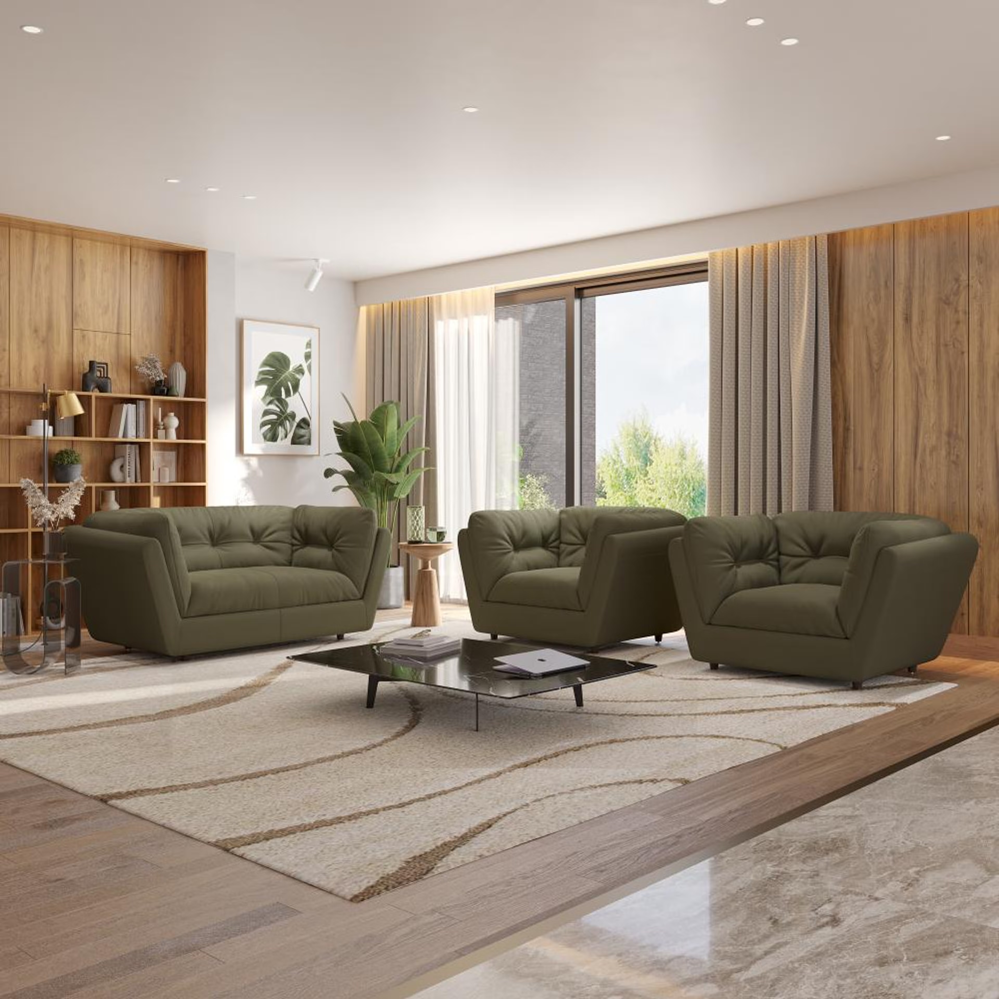 Home 40 Wakefit Osuna Sofa Set (2+1+1) Seater Regular, Set (2+1+1), Green