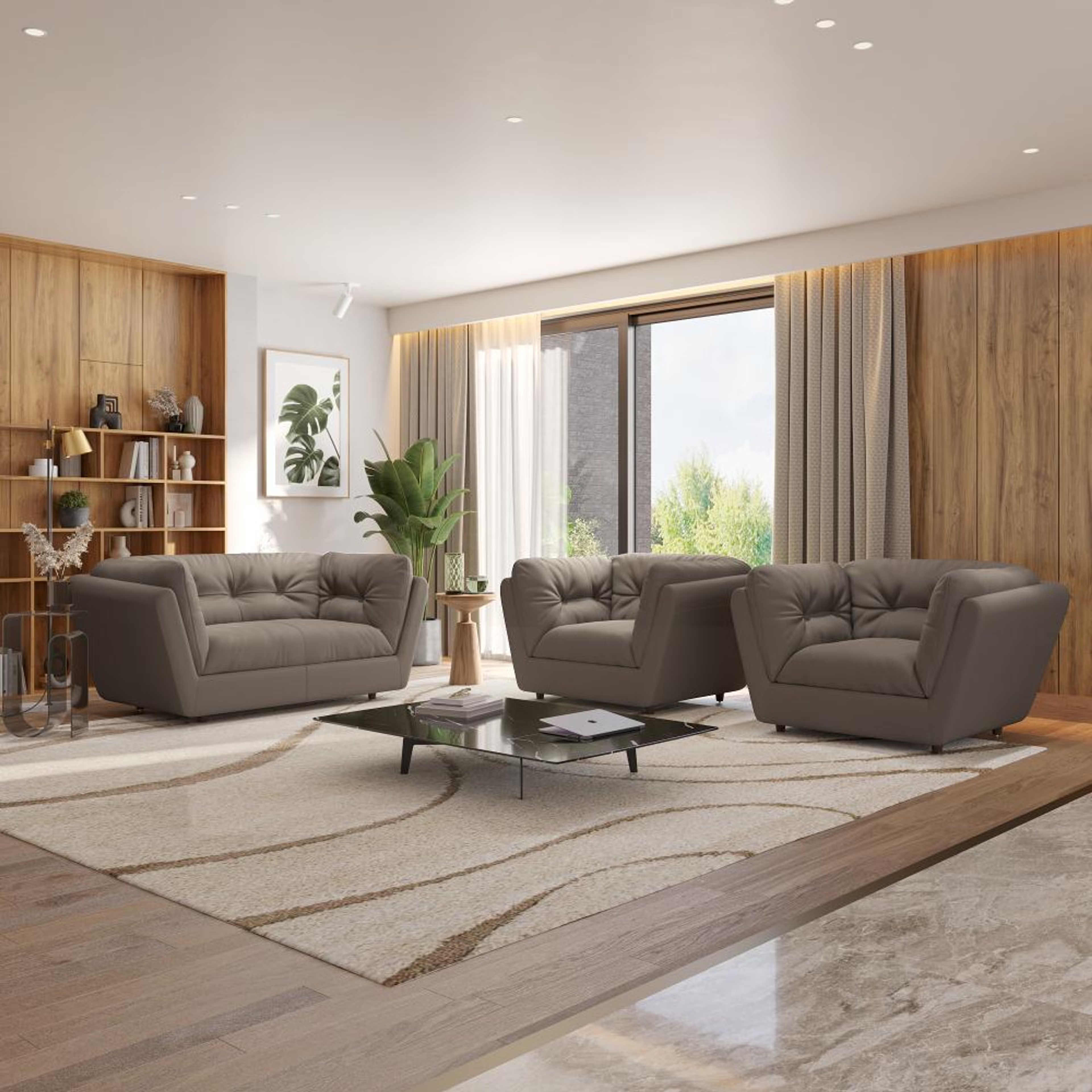 Home 28 Wakefit Osuna Sofa Set (2+1+1) Seater Regular, Set (2+1+1), Grey
