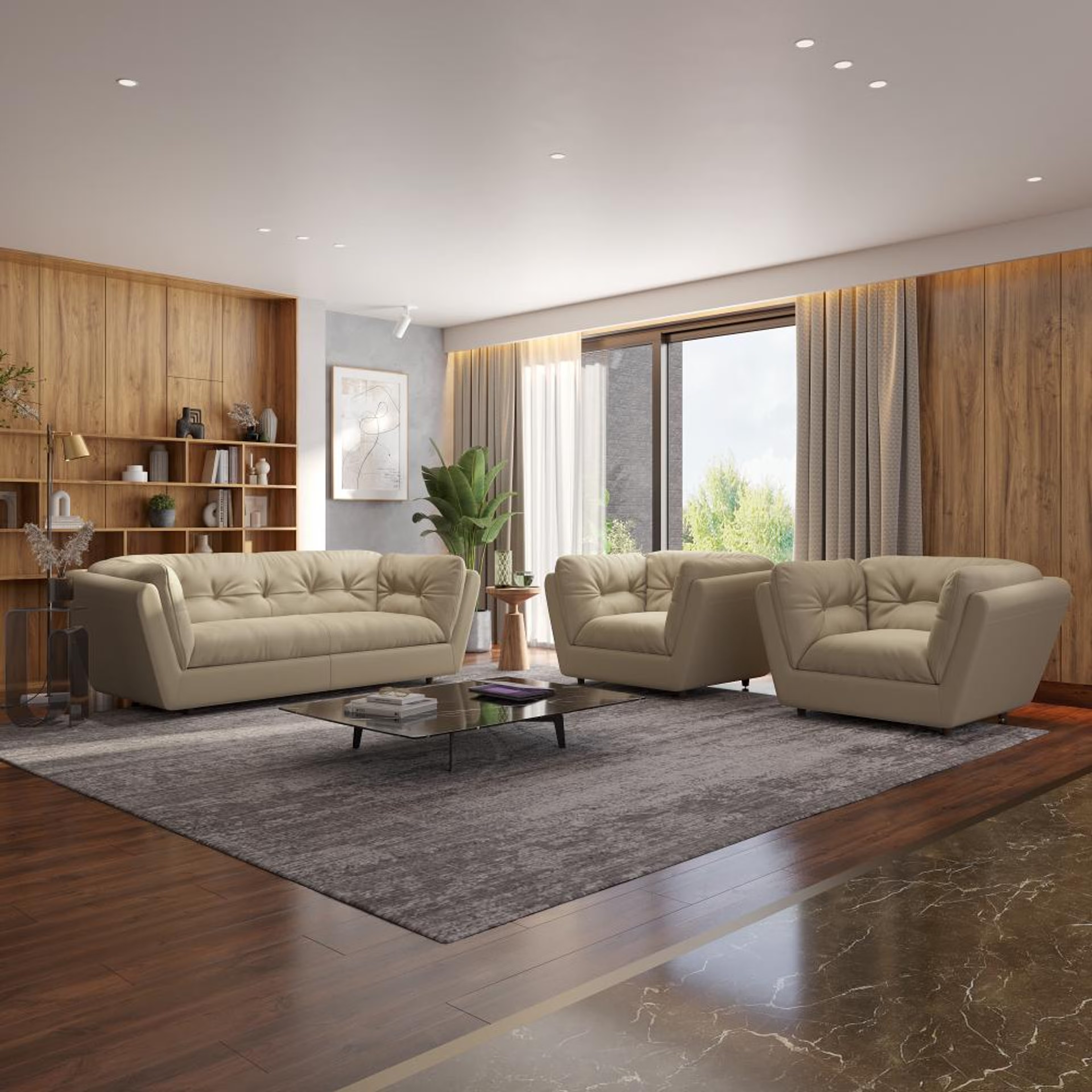Home 34 Wakefit Osuna Sofa Set (3+1+1) Seater Regular, Set (3+1+1), Beige