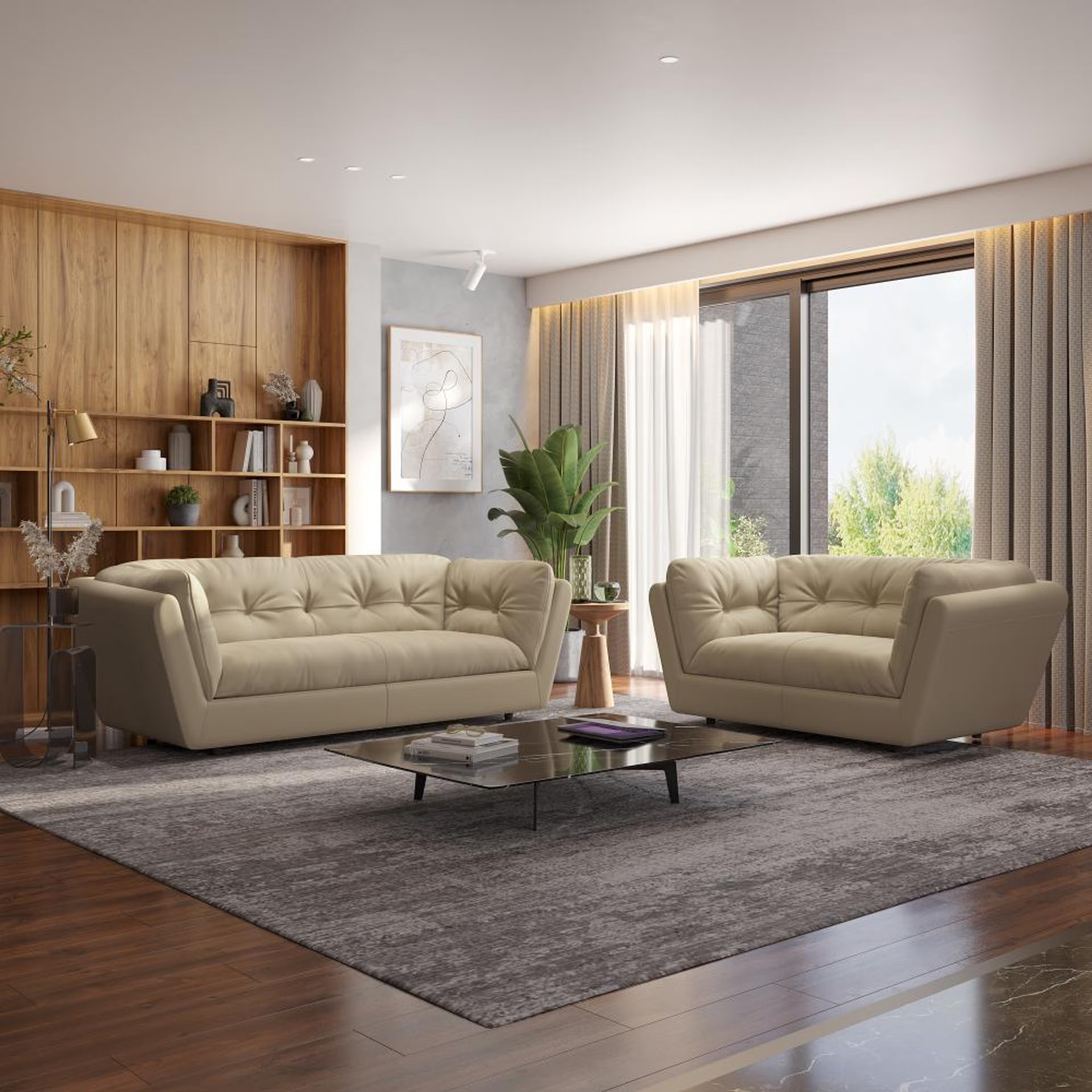 Wakefit Osuna Sofa Set (3+2) Seater Regular, Set (3+2), Beige