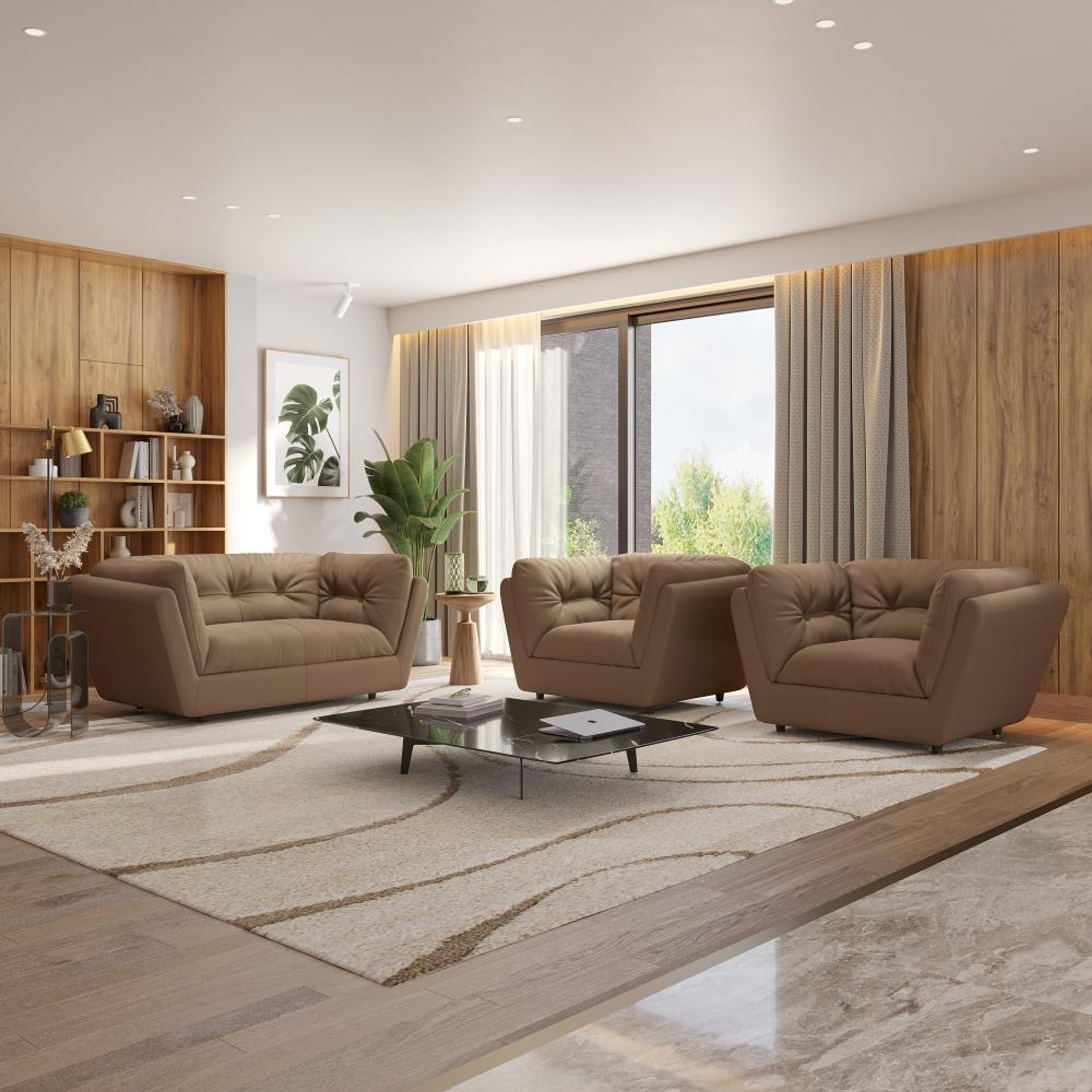 Home 28 Wakefit Osuna Sofa Set (2+1+1) Seater Regular, Set (2+1+1), Cappuccino