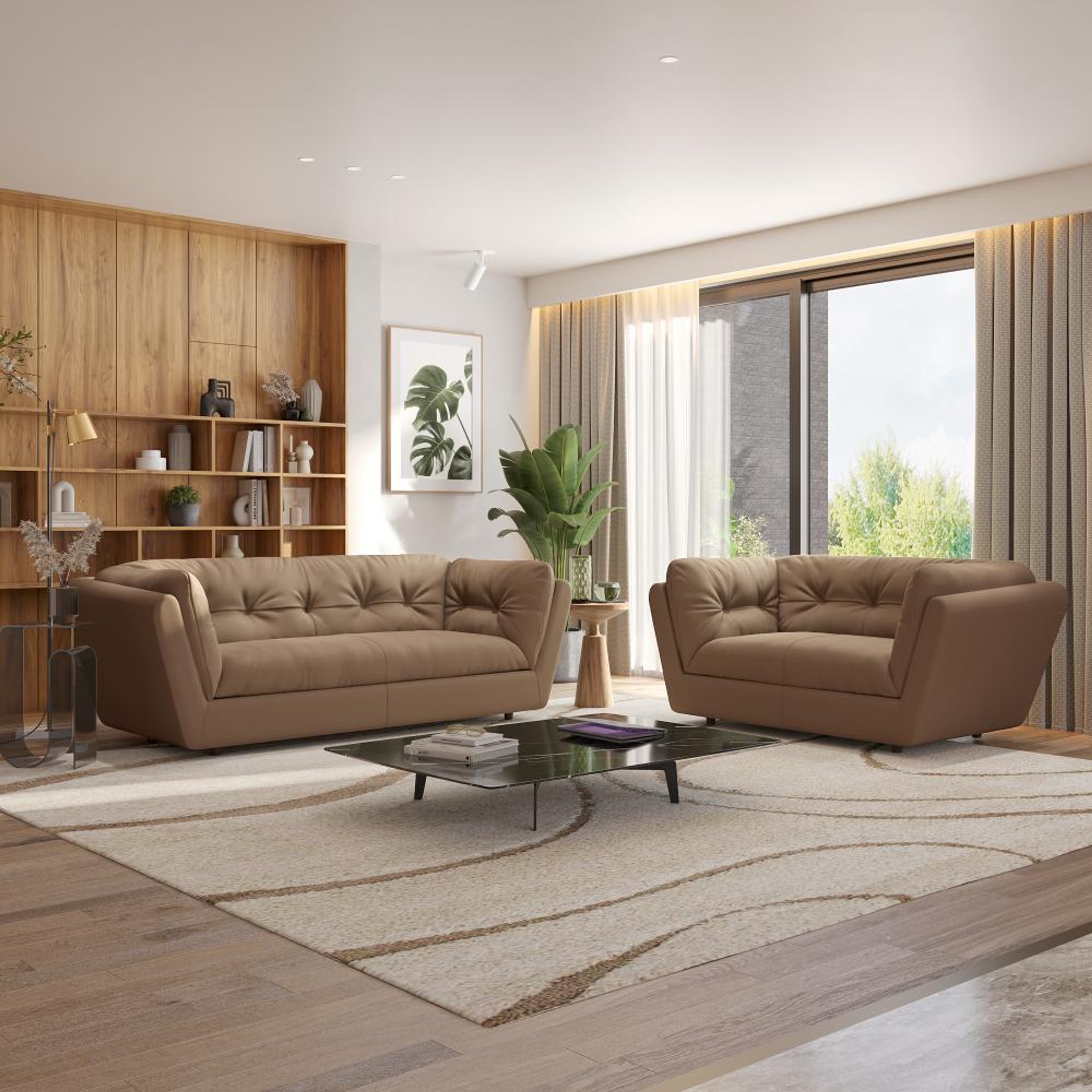 Wakefit Osuna Sofa Set (3+2) Seater Regular, Set (3+2), Cappuccino