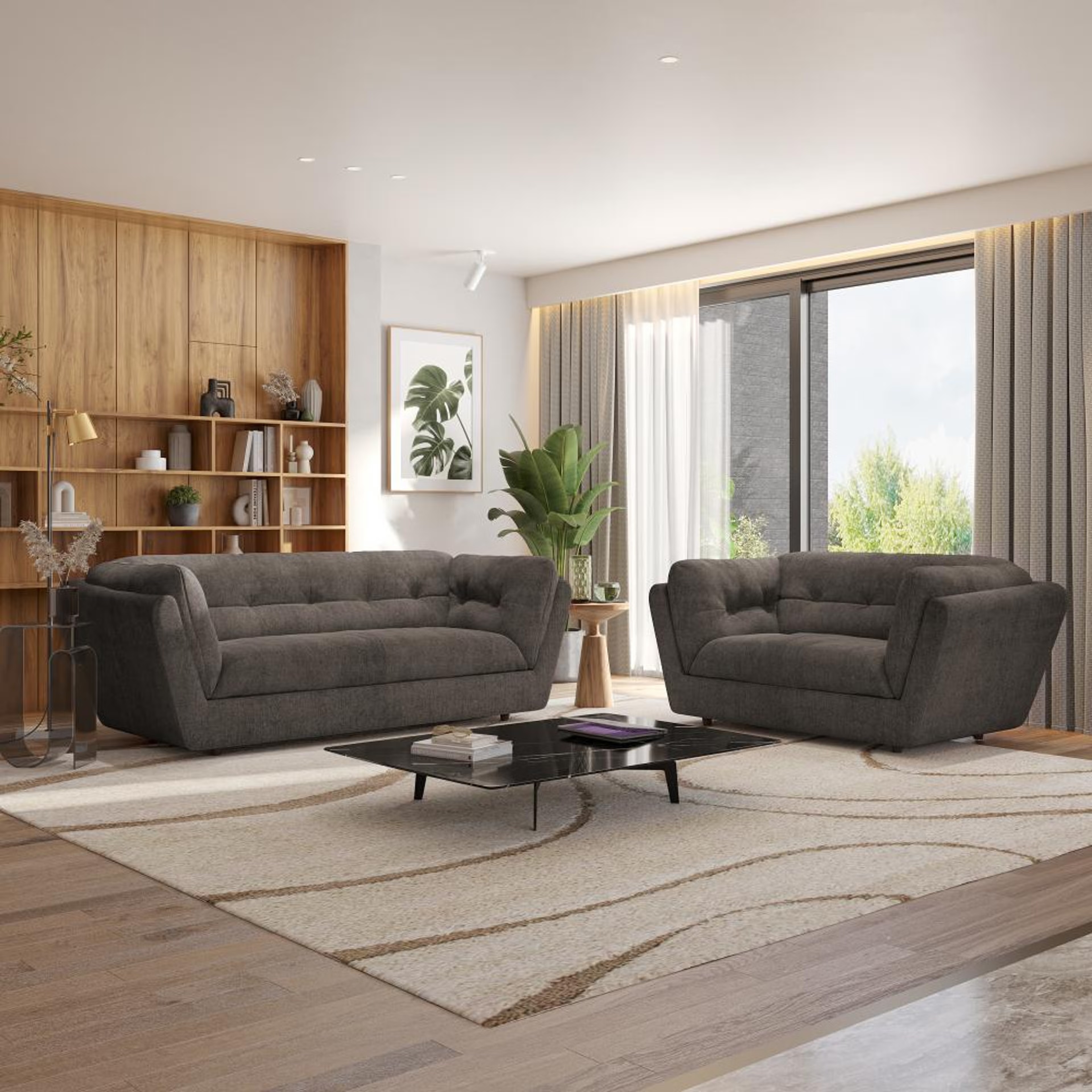 Home 37 Wakefit Osuna Sofa Set (3+2) Seater Regular, Set (3+2), Grey