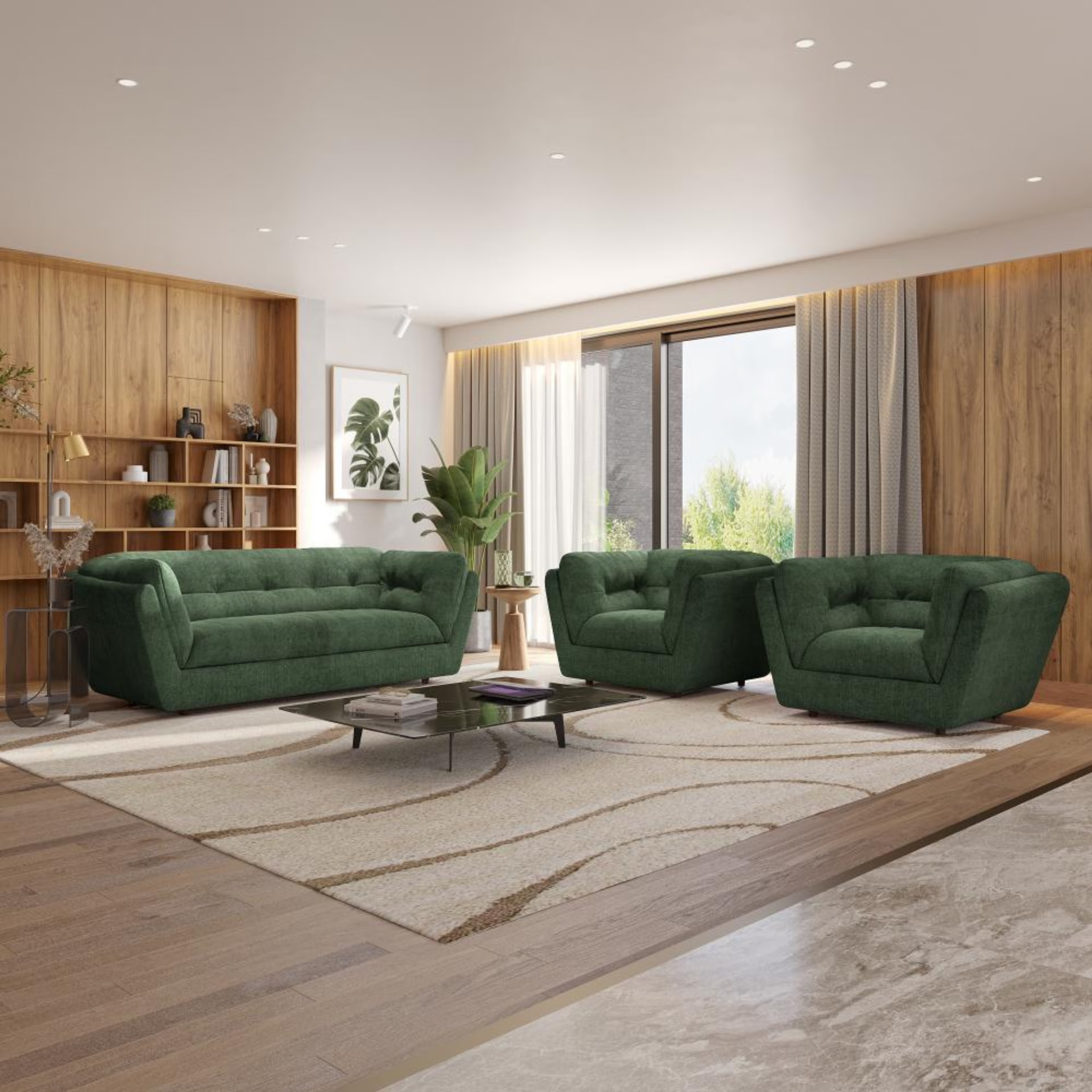 Home 46 Wakefit Osuna Sofa Set (3+1+1) Seater Regular, Set (3+1+1), Green